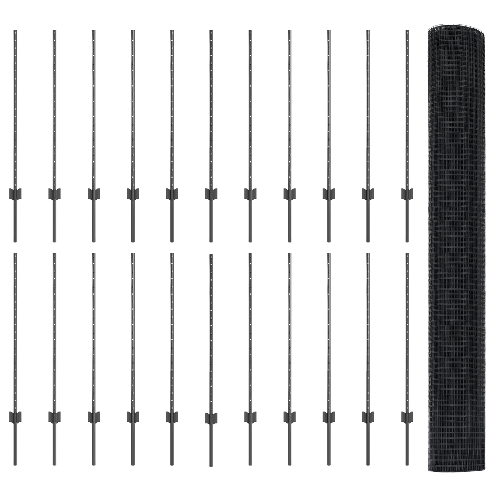 Welded Wire Fence with 44 U Posts Grey 1x50 m Steel - Image 4