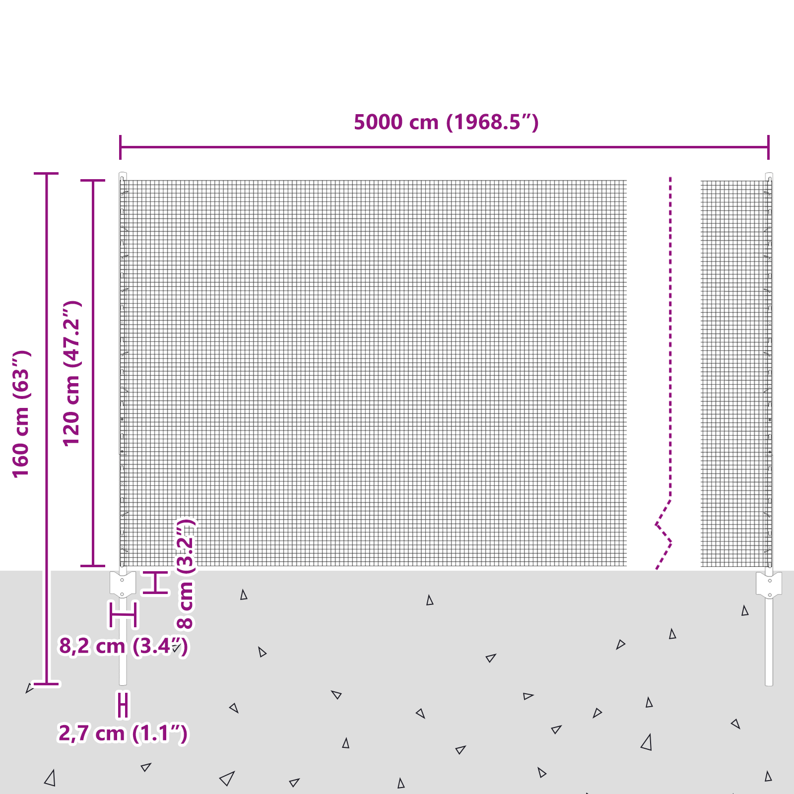 Welded Wire Fence with 44 U Posts Grey 1.2x50 m Steel - Image 11