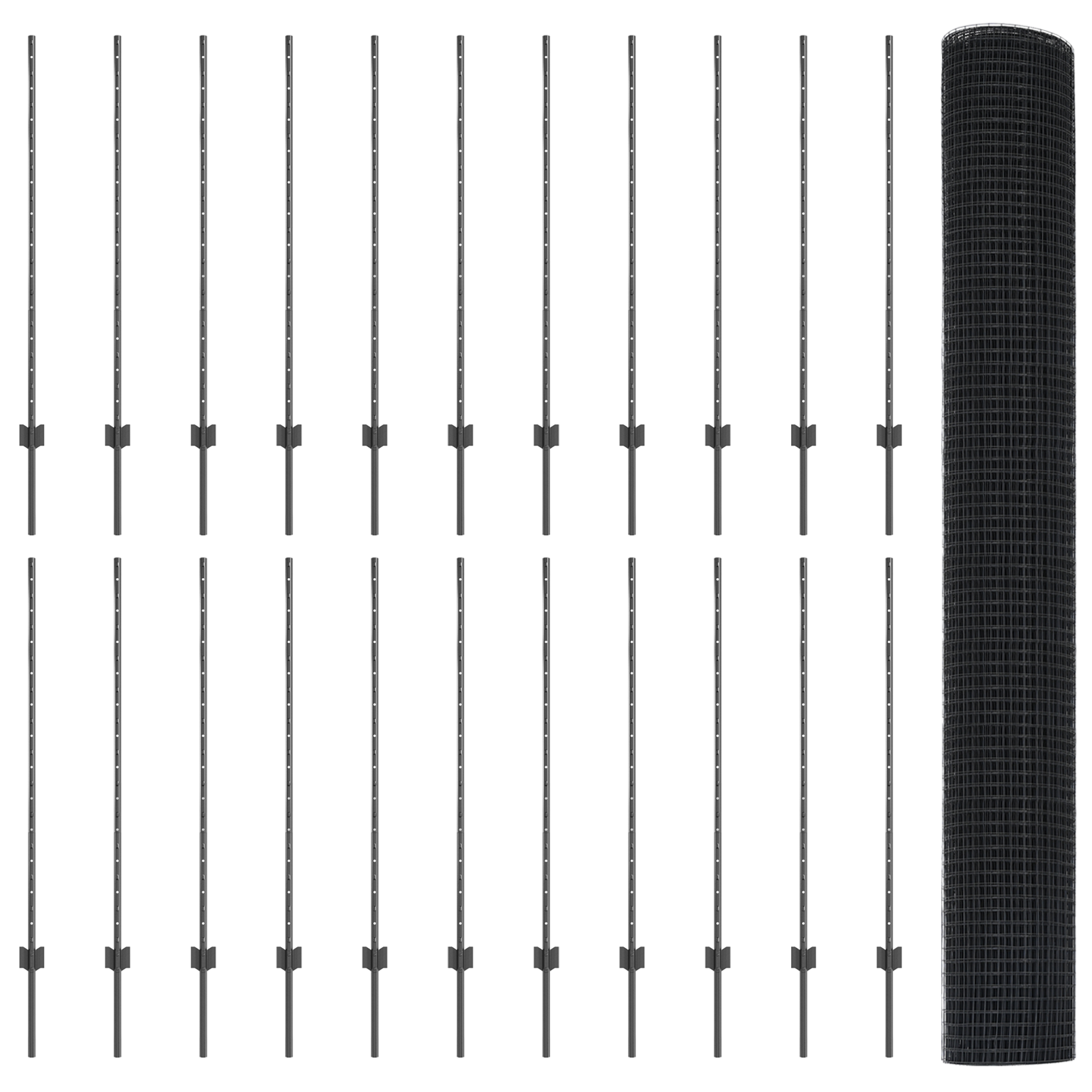 Welded Wire Fence with 44 U Posts Grey 1.2x50 m Steel - Image 5