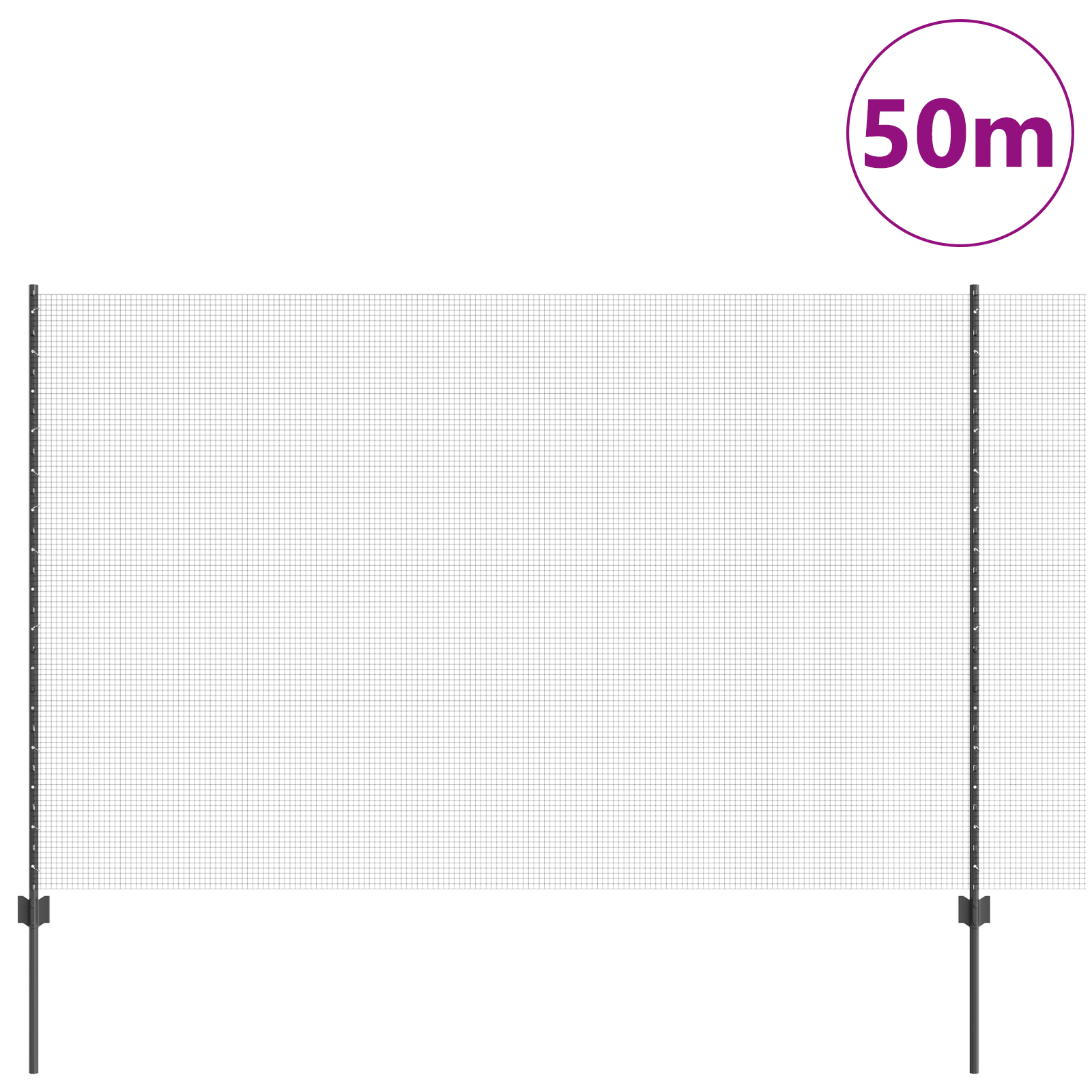 Welded Wire Fence with 44 U Posts Grey 1.5x50 m Steel - Image 3