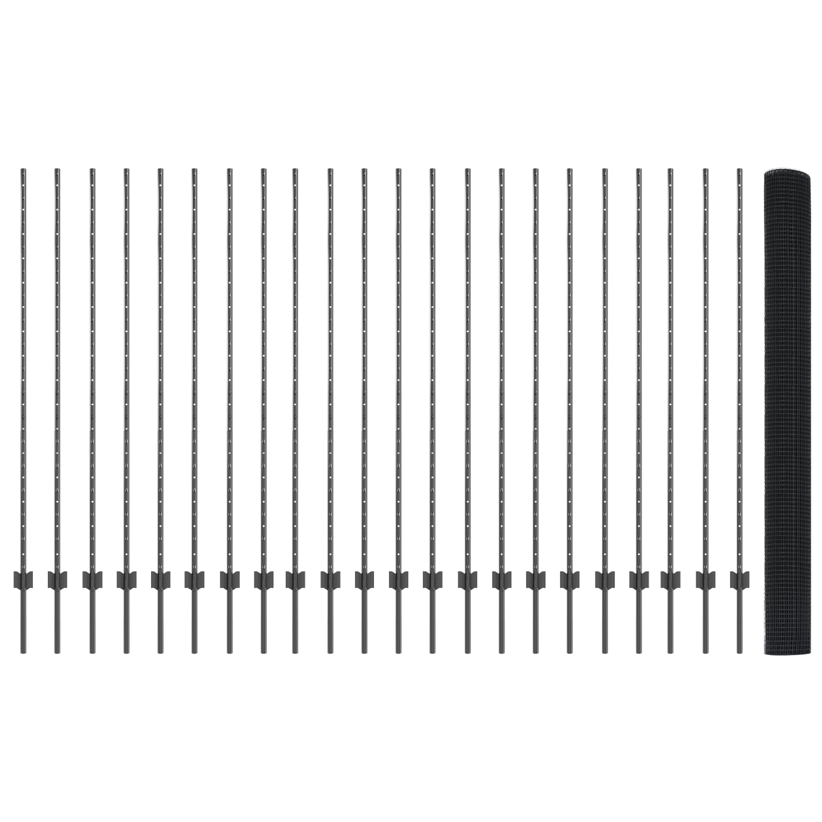 Welded Wire Fence with 44 U Posts Grey 1.5x50 m Steel - Image 4