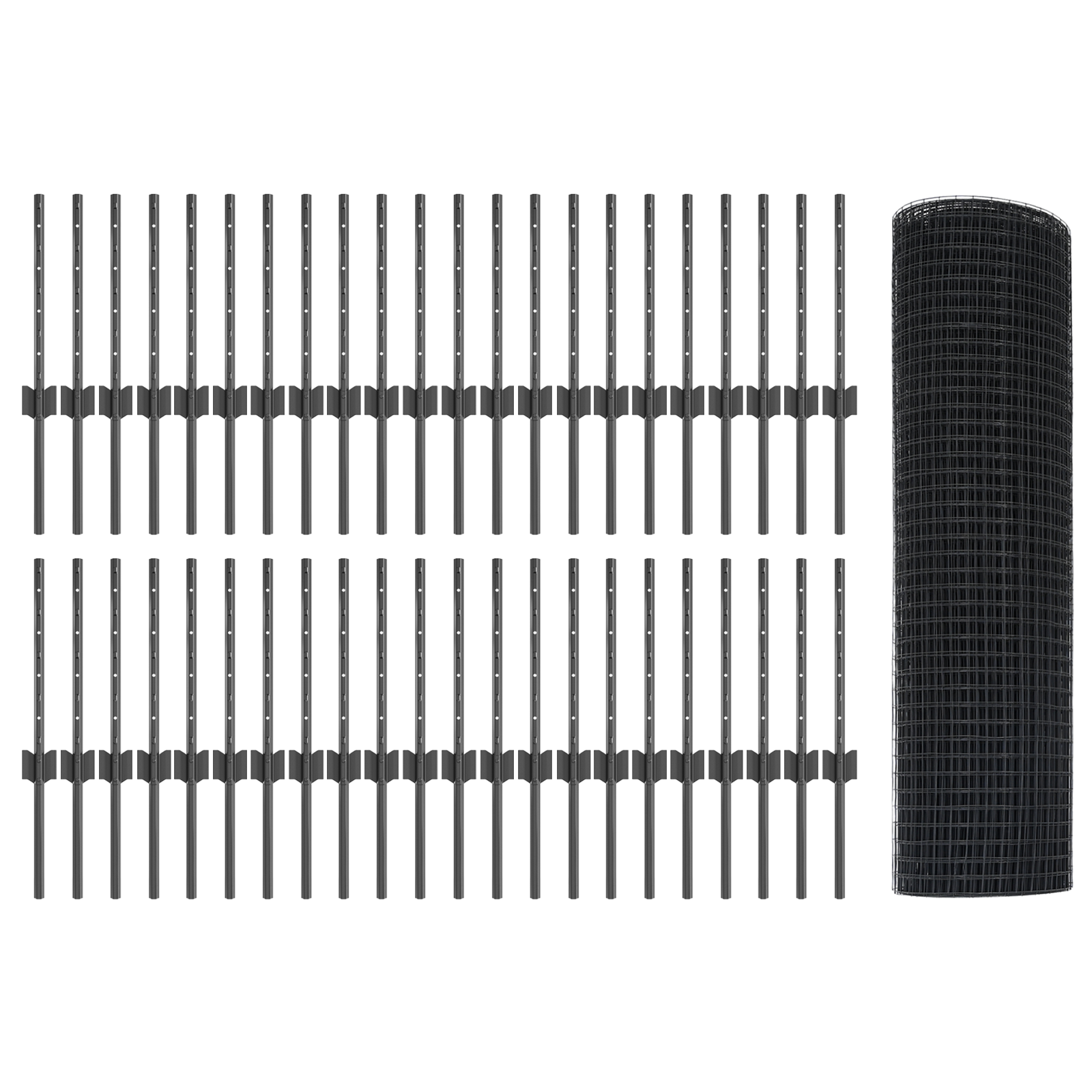 Welded Wire Fence with 44 U Posts Grey 0,4x100 m Steel