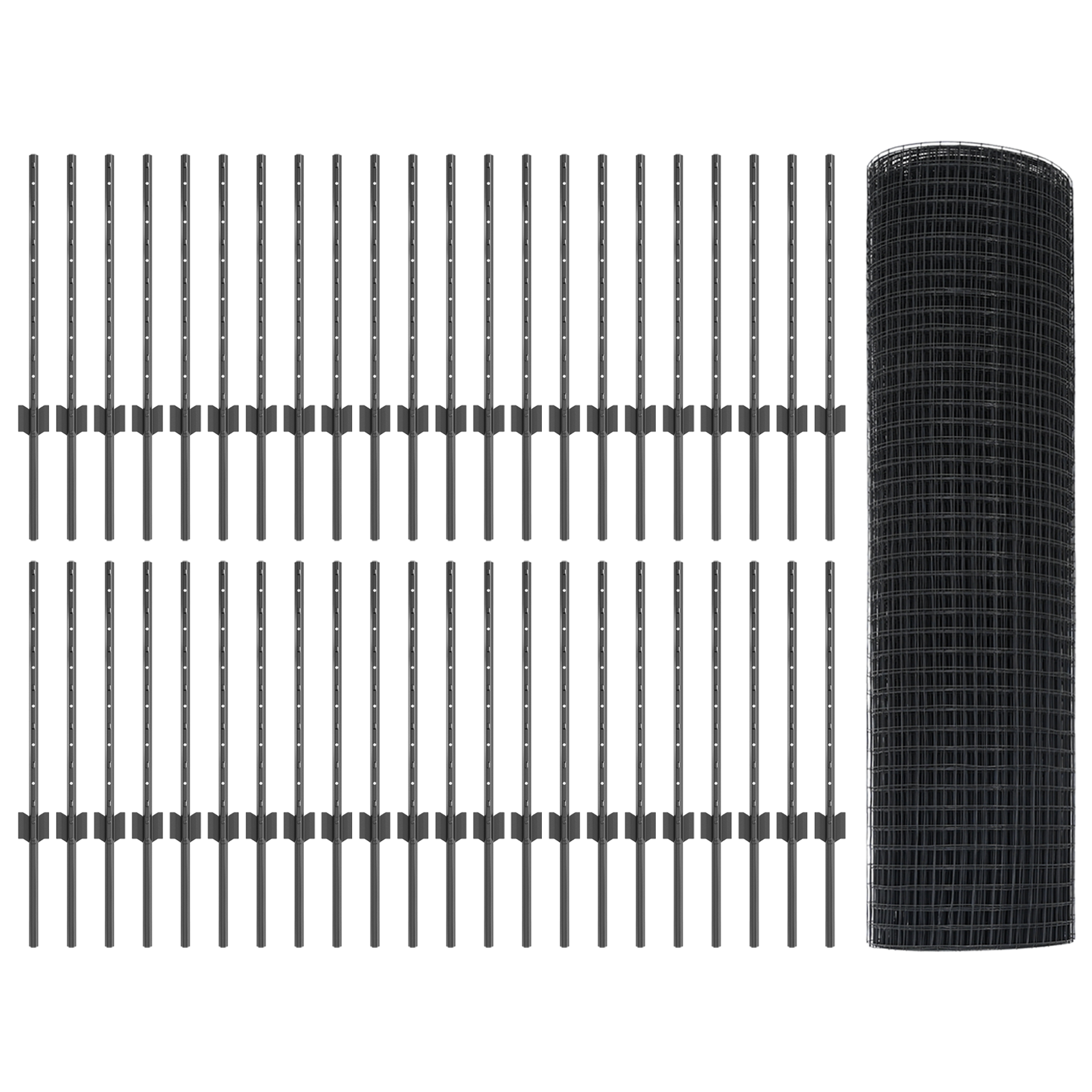 Welded Wire Fence with 44 U Posts Grey 0,6x100 m Steel - Image 4