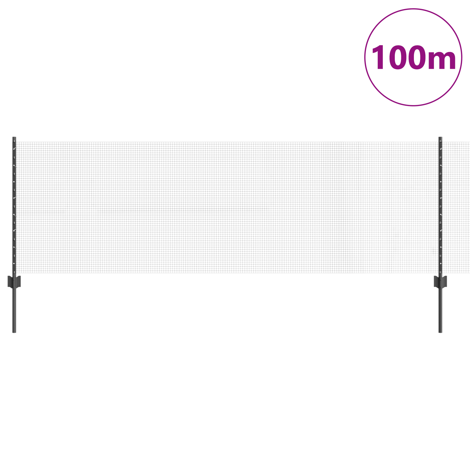 Welded Wire Fence with 44 U Posts Grey 0.8x100 m Steel - Image 3
