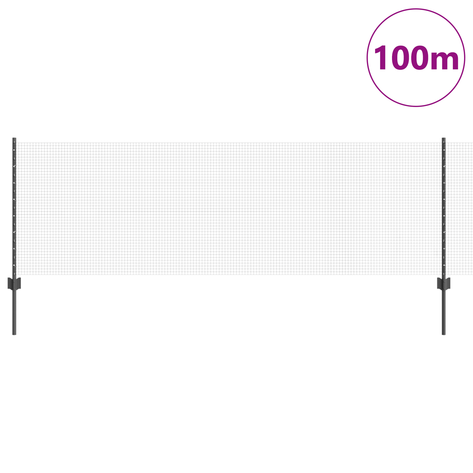 Welded Wire Fence with 44 U Posts Grey 0.8x100 m Steel - Image 3