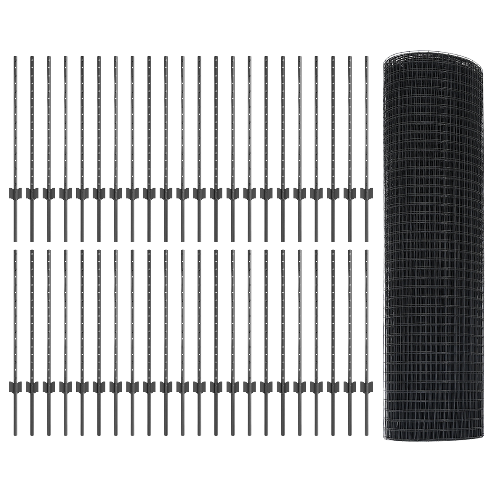 Welded Wire Fence with 44 U Posts Grey 0.8x100 m Steel - Image 4