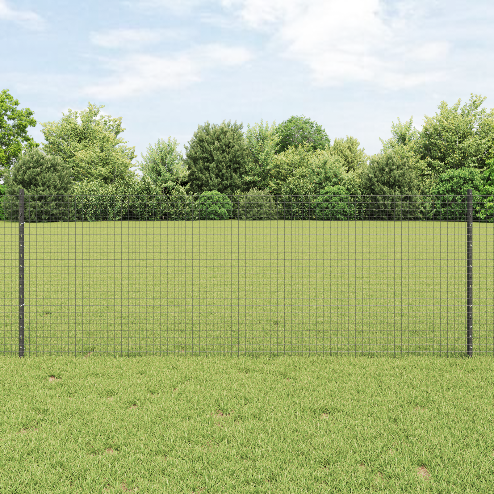Welded Wire Fence with 44 U Posts Grey 0.8x100 m Steel