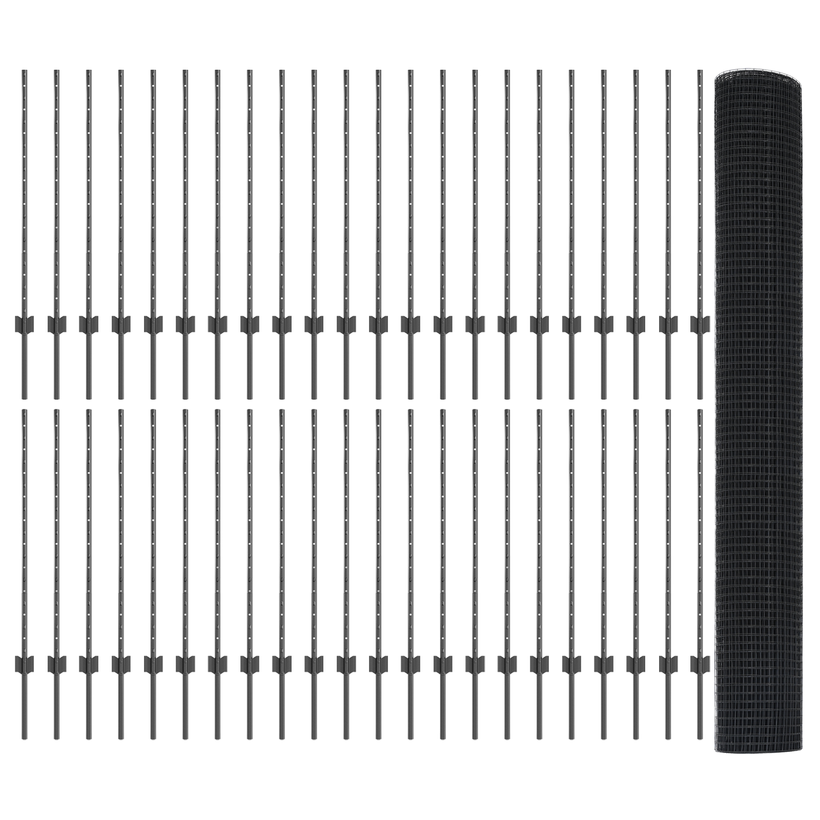 Welded Wire Fence with 88 U Posts Grey 1x100 m Steel - Image 5