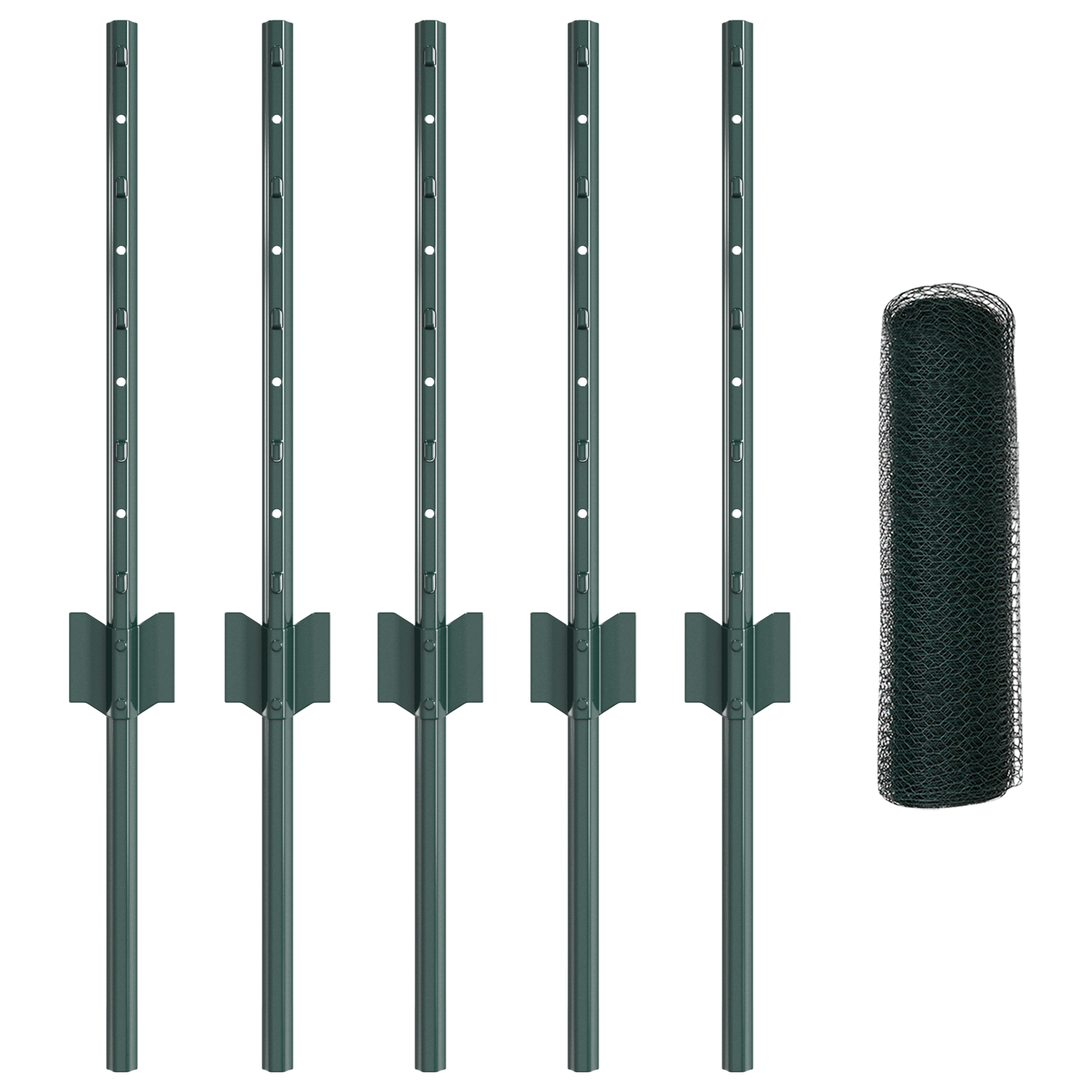 Fence Posts 5 pcs U-Channel Green 40 cm Steel - Image 4