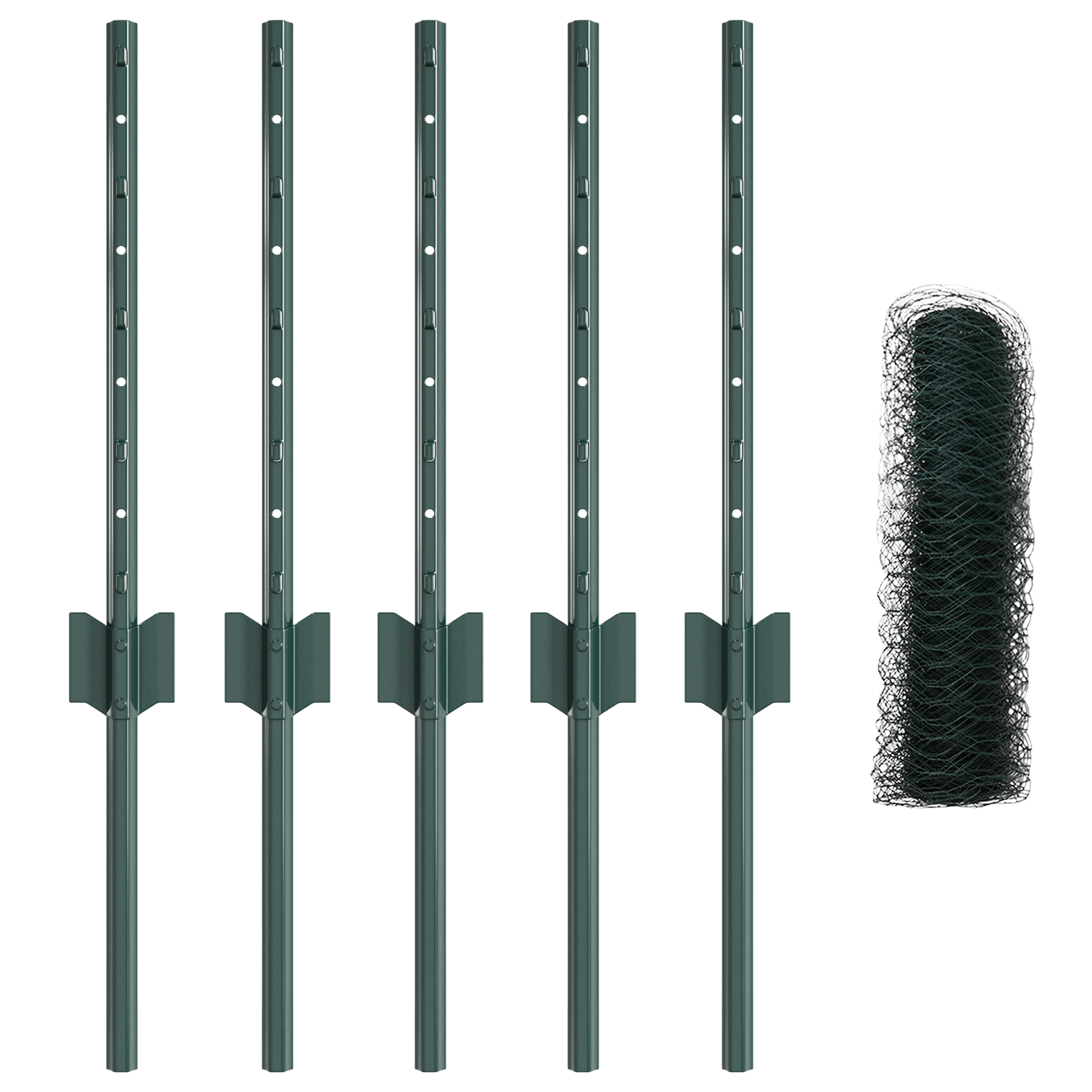 Fence Posts 5 pcs U-Channel Green 40 cm Steel - Image 4