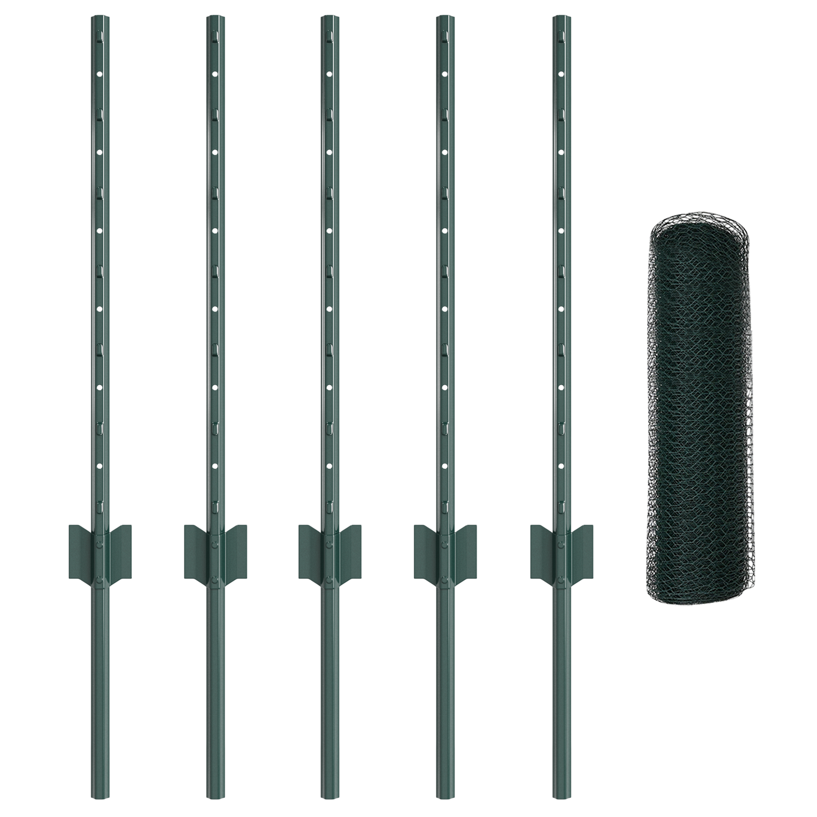 Fence Posts 11 pcs U-Channel Green 60 cm Steel - Image 4