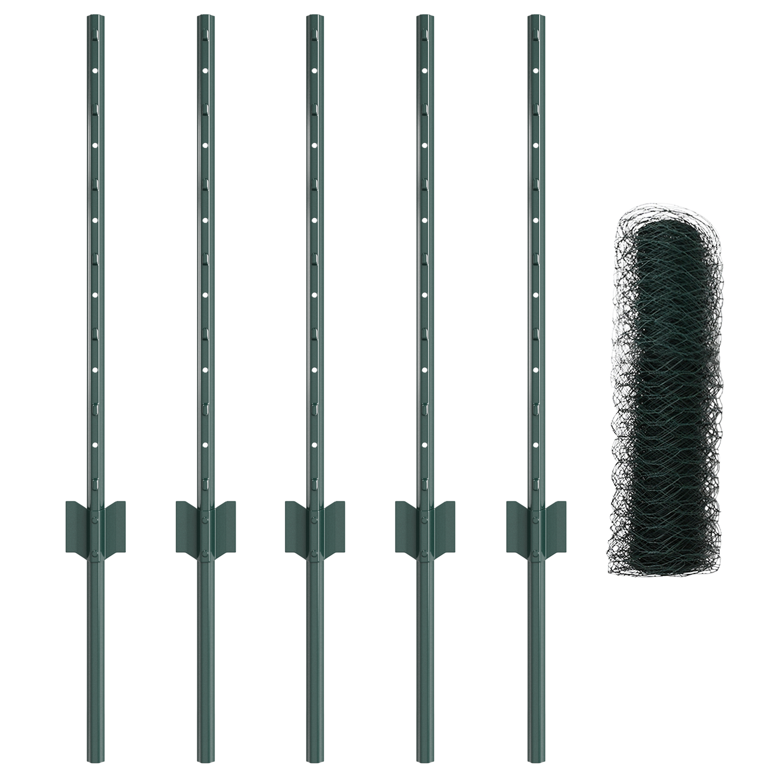 Fence Posts 11 pcs U-Channel Green 80 cm Steel - Image 4