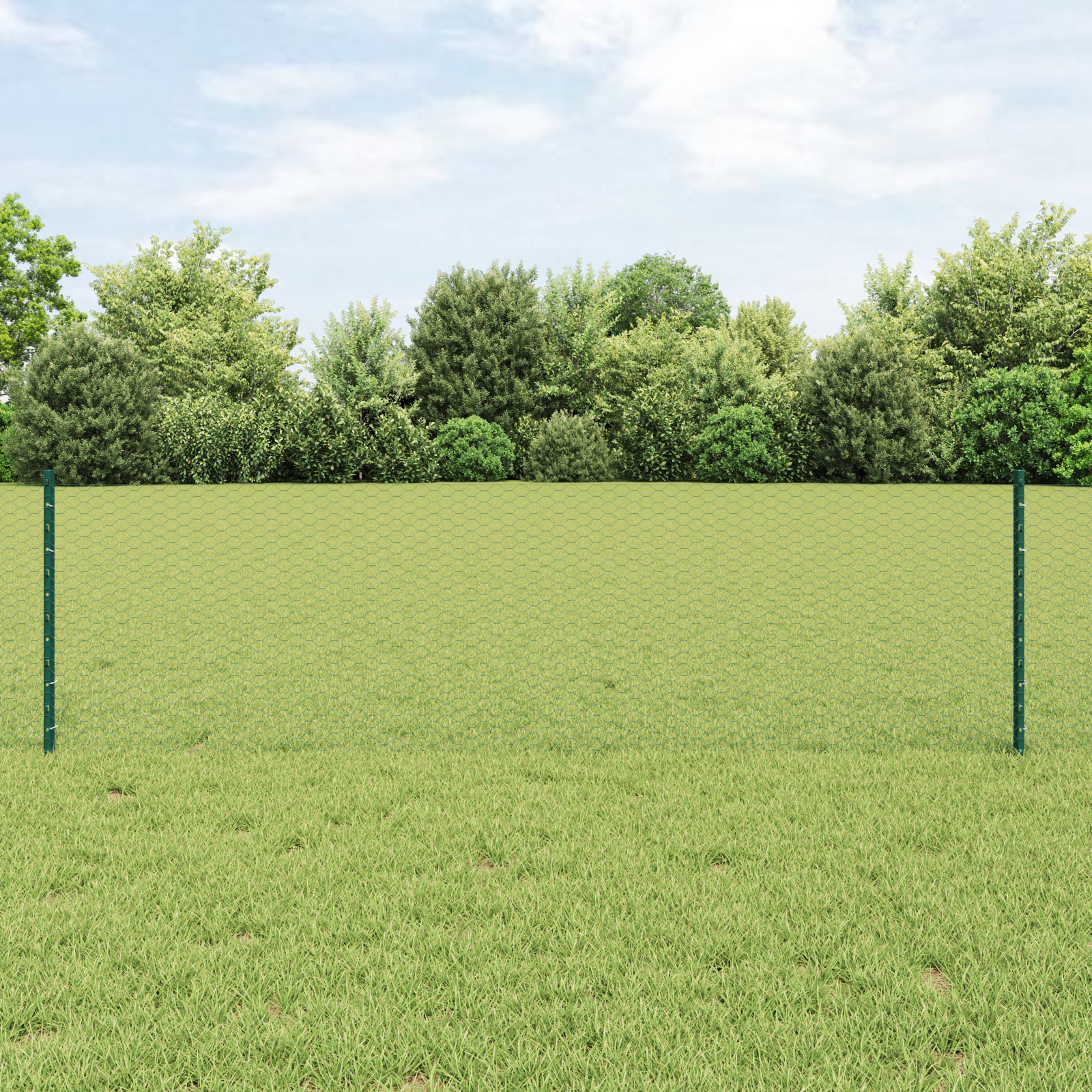Fence Posts 11 pcs U-Channel Green 100 cm Steel