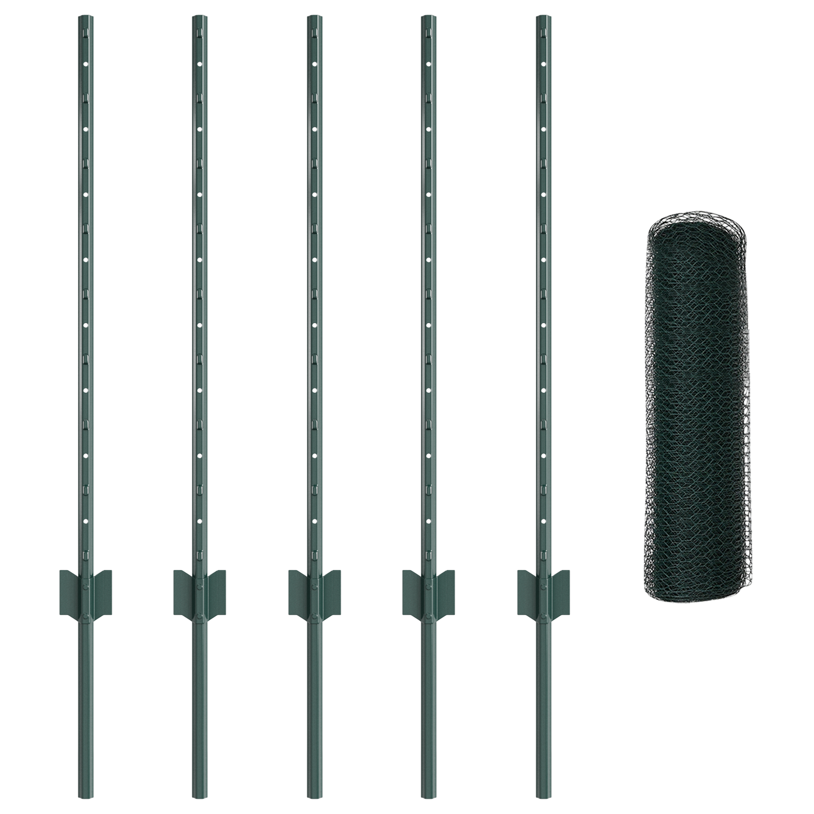 Fence Posts 5 pcs U-Channel Green 80 cm Steel - Image 4