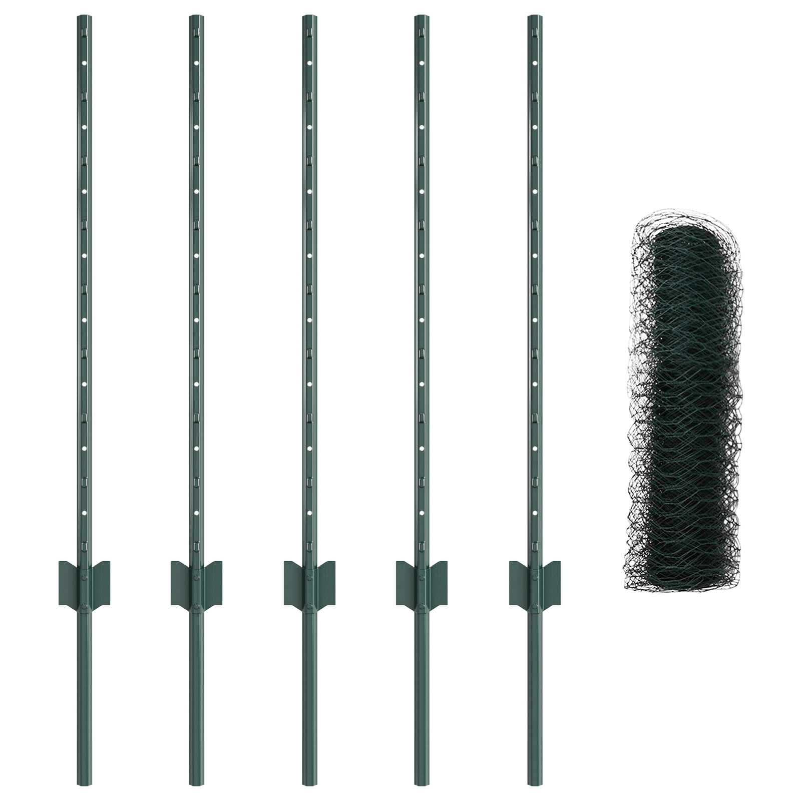 Fence Posts 5 pcs U-Channel Green 80 cm Steel - Image 4