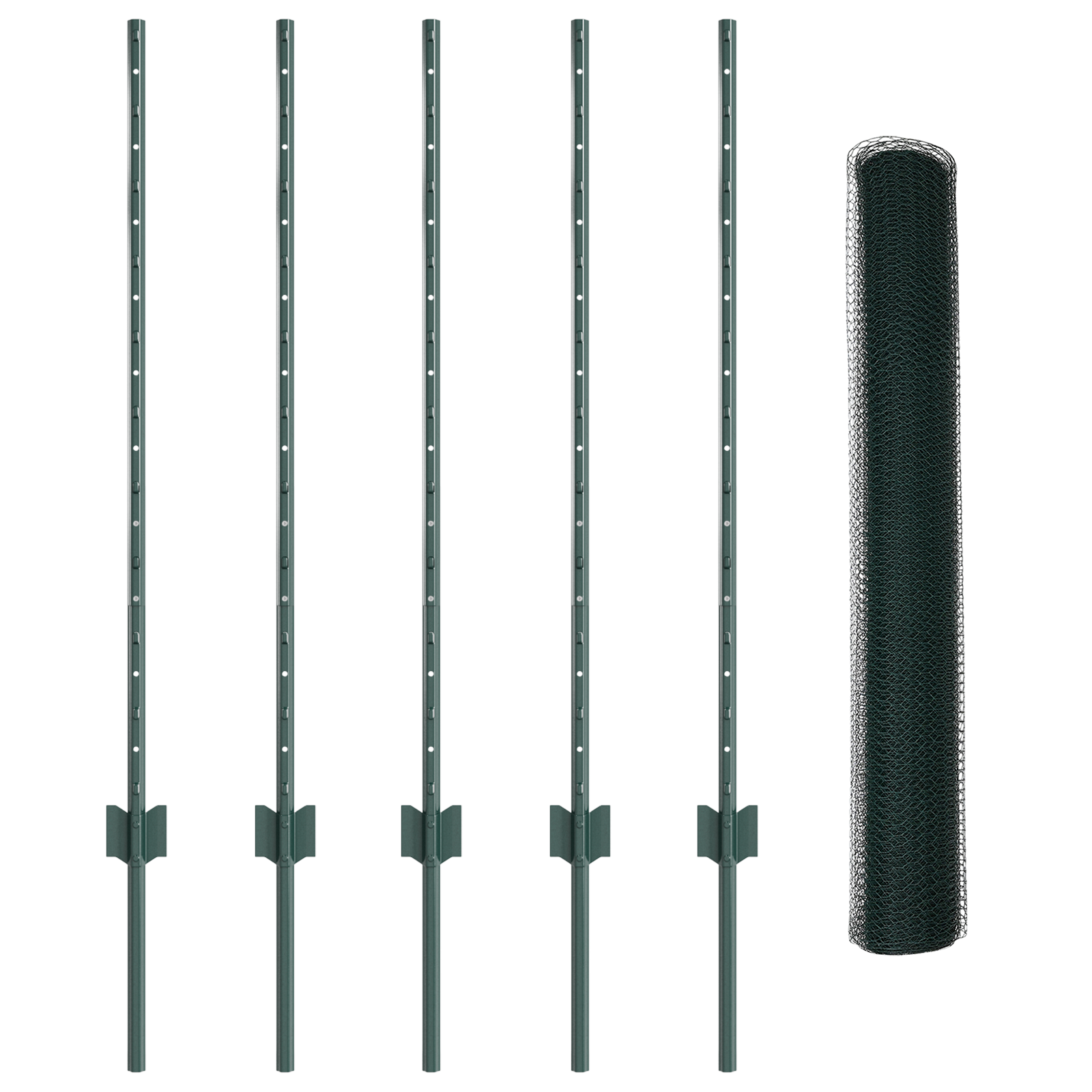 Fence Posts 5 pcs U-Channel Green 100 cm Steel - Image 4