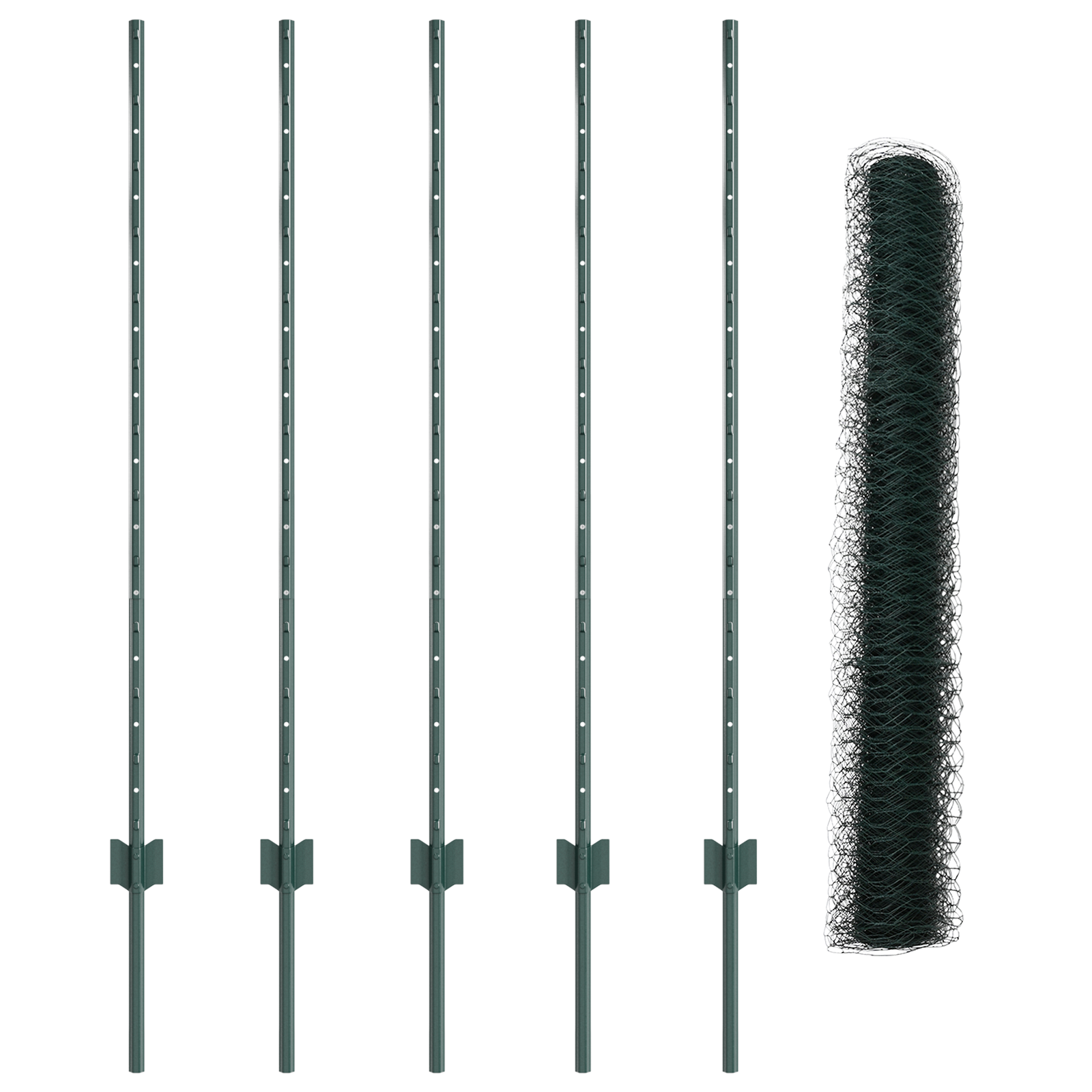 Fence Posts 5 pcs U-Channel Green 120 cm Steel - Image 4