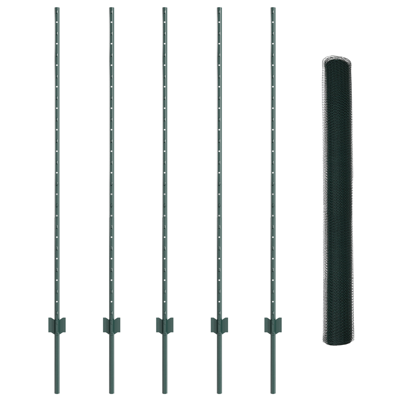 Fence Posts 5 pcs U-Channel Green 140 cm Steel - Image 4