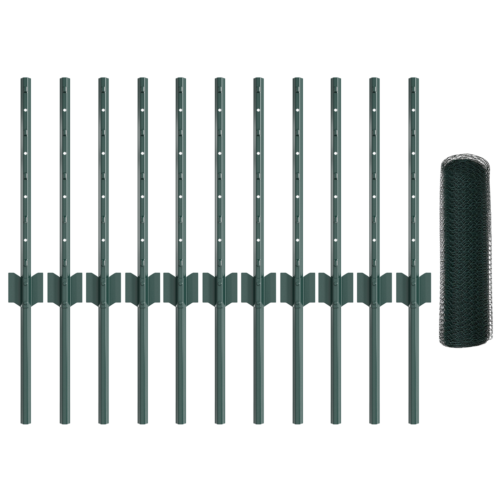 Fence Posts 11 pcs U-Channel Green 40 cm Steel - Image 4