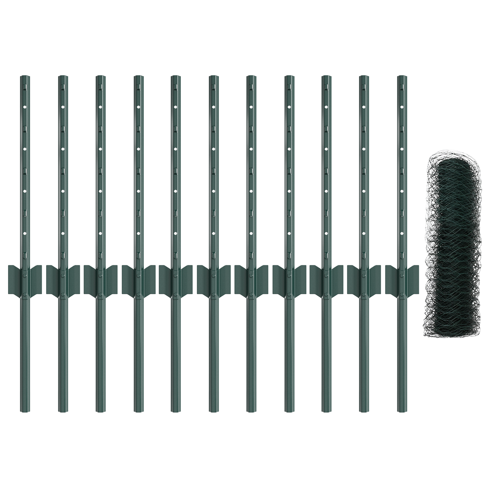Fence Posts 11 pcs U-Channel Green 40 cm Steel - Image 4