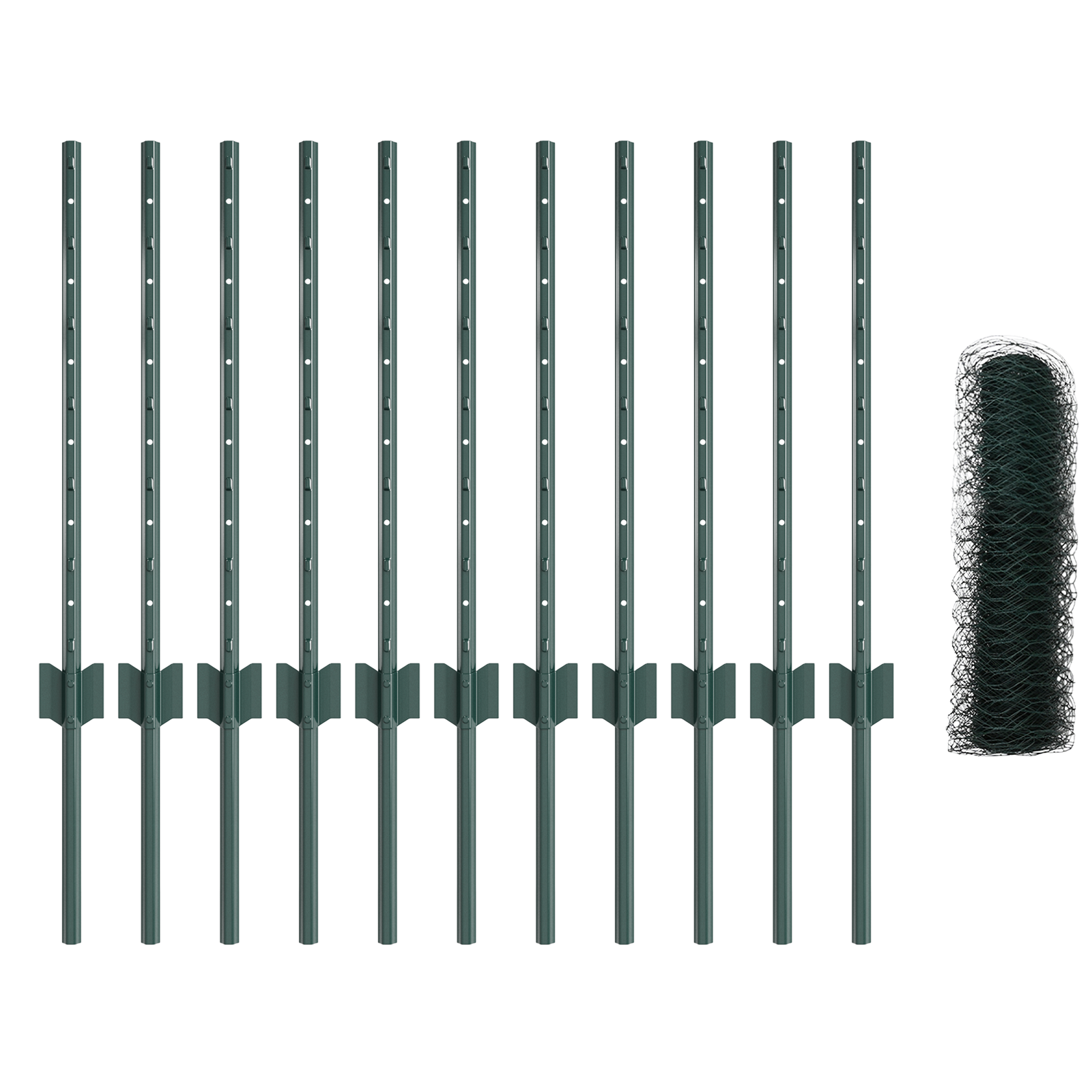 Hexagonal Garden Fence Set Set of 2 Green Powder-Coated Steel - Image 4