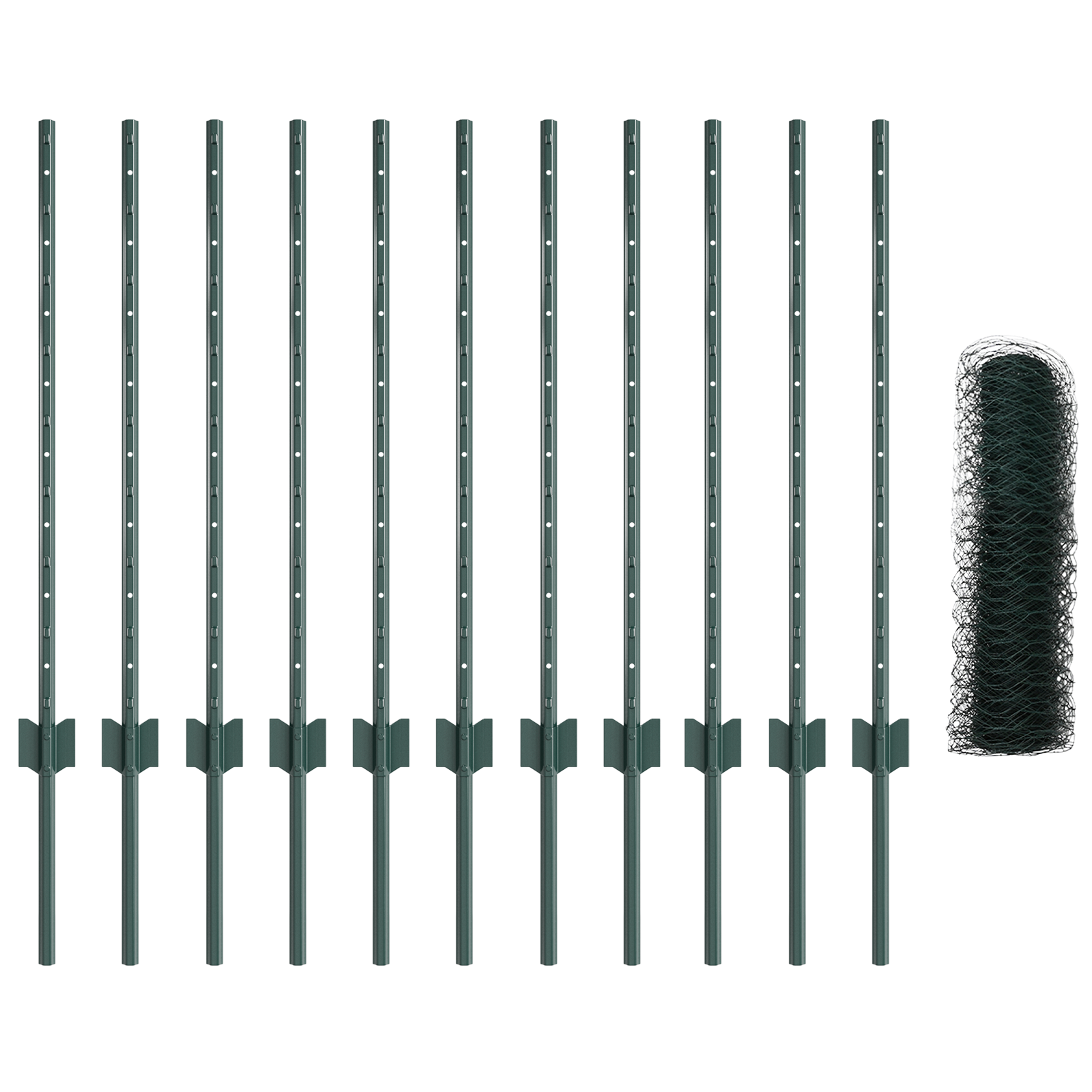 Fence Posts 11 pcs U-Channel Green 80 cm Steel - Image 4