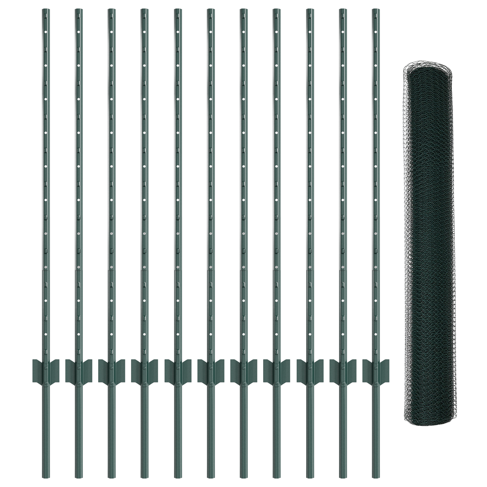 Garden Fence Set Set of 2 Green Metal, Plastic 25 x 1 m fence - Image 4