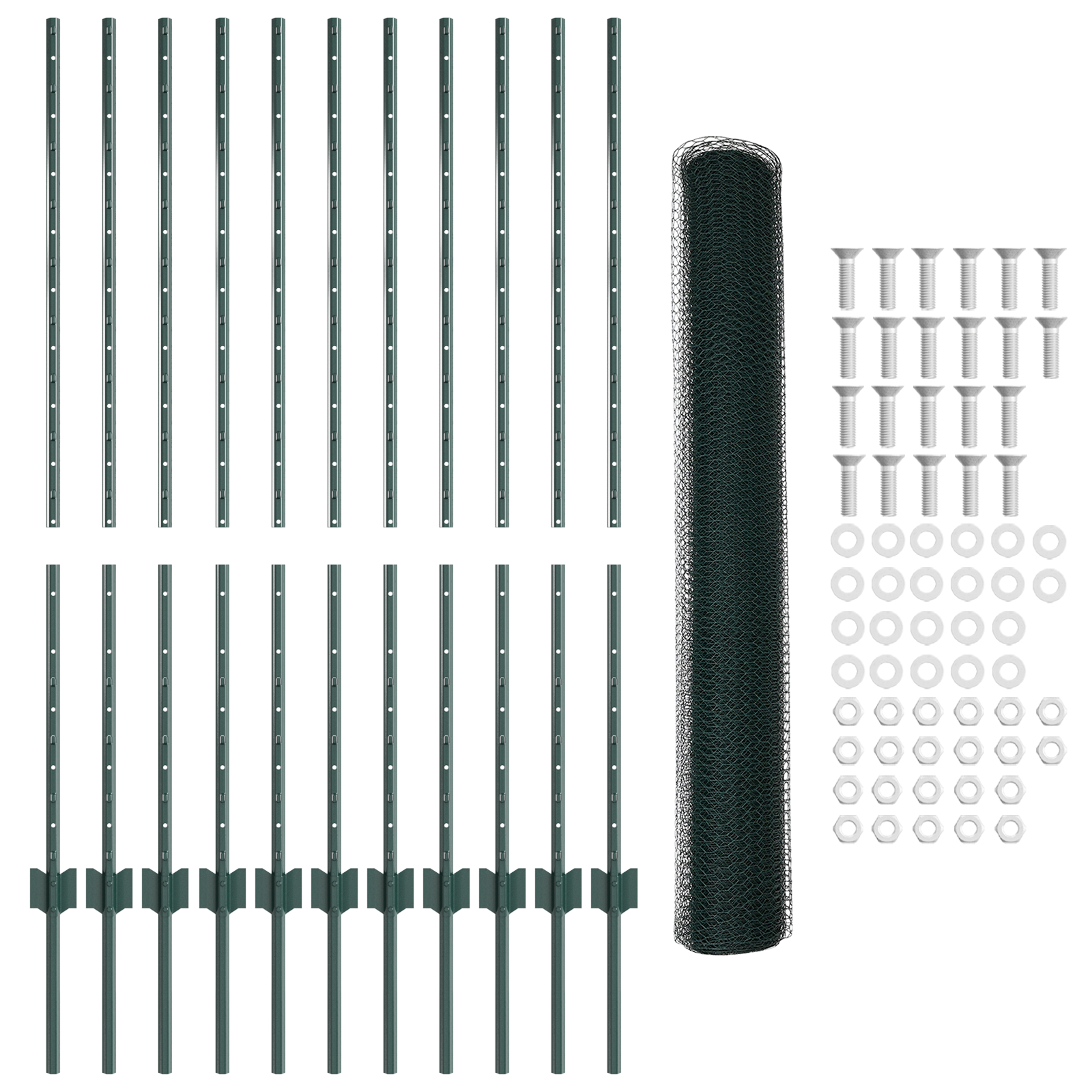 Hexagonal Garden Fence Set Set of 2 Green Metal 25 x 1.2 m - Image 5