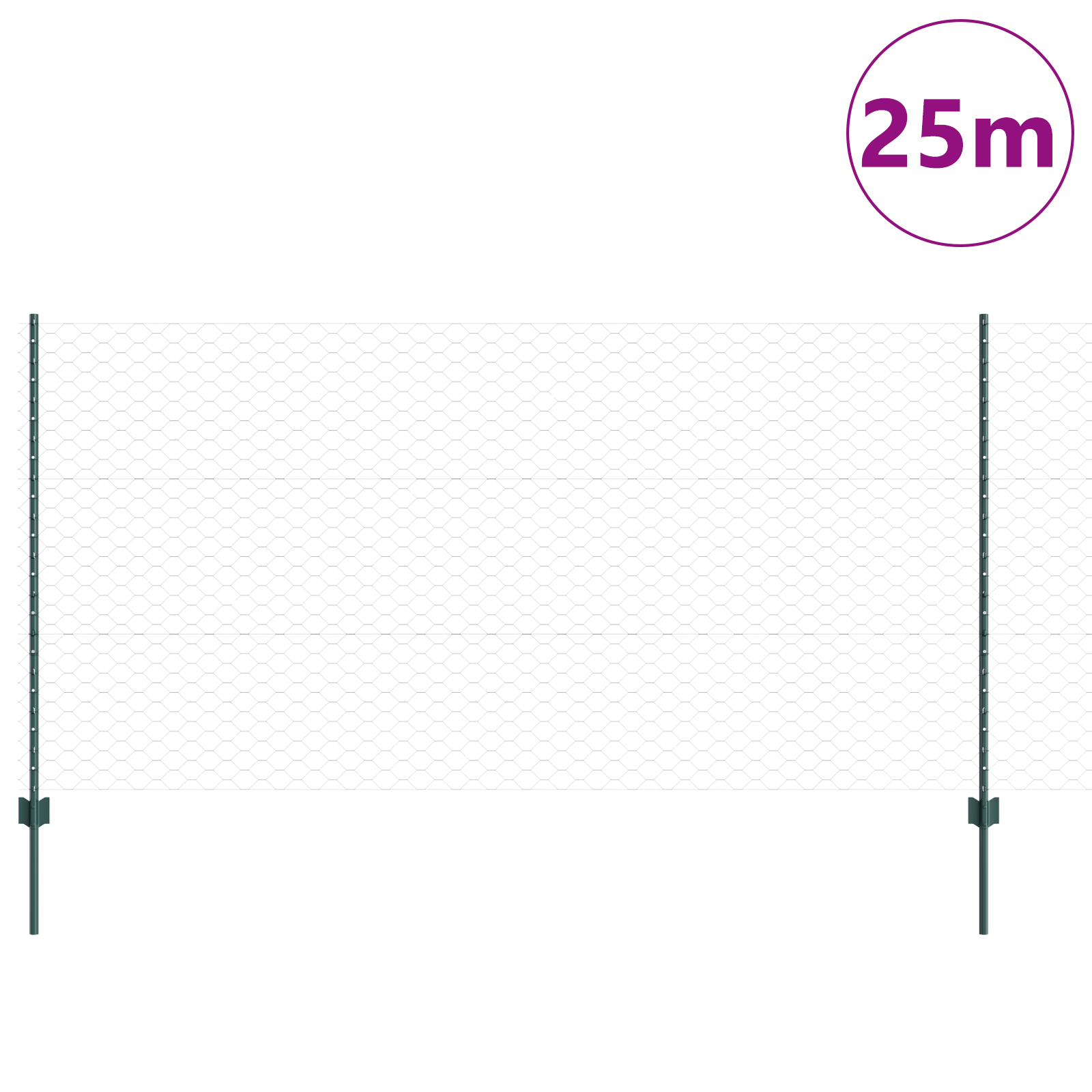 Hexagon Gaashekje Set Set van 2 Groen Staal 25 x 1.2 m hek - Afbeelding 5