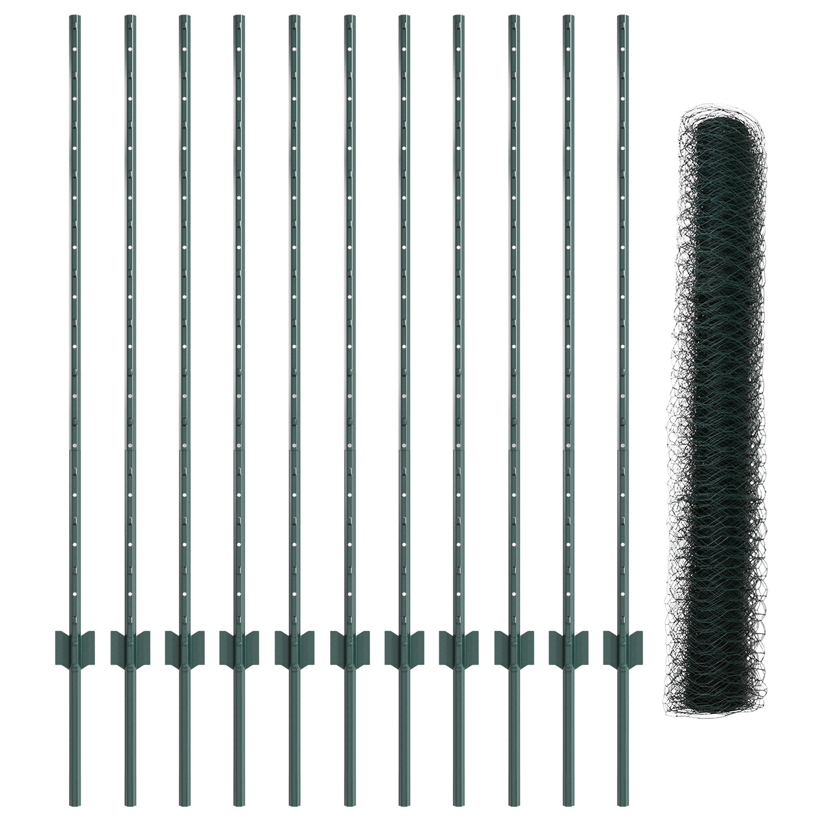 Hexagon Gaashekje Set Set van 2 Groen Staal 25 x 1.2 m hek - Afbeelding 6