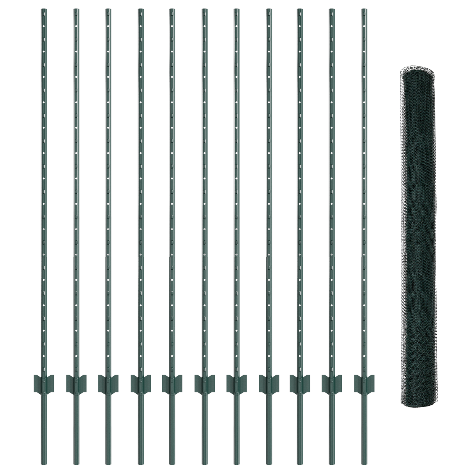 Fence Posts 11 pcs U-Channel Green 140 cm Steel - Image 4