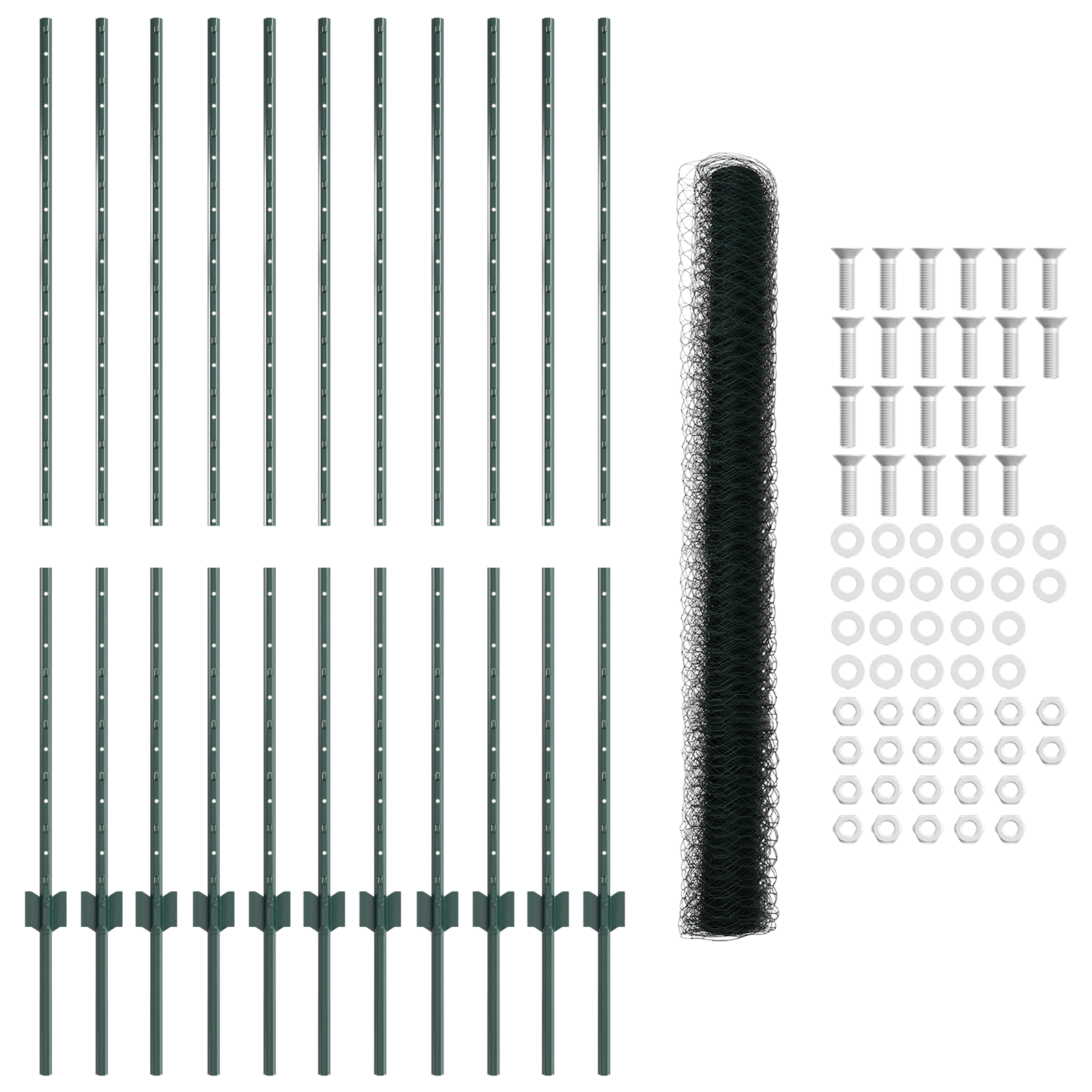 Fence Posts 11 pcs U-Channel Green 140 cm Steel - Image 5