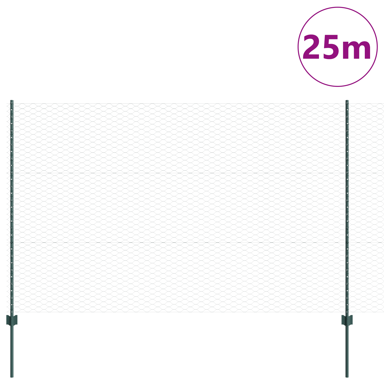 Garden Fence Set Set of 2 Green Metal, Plastic 25 x 1.5 m - Image 3