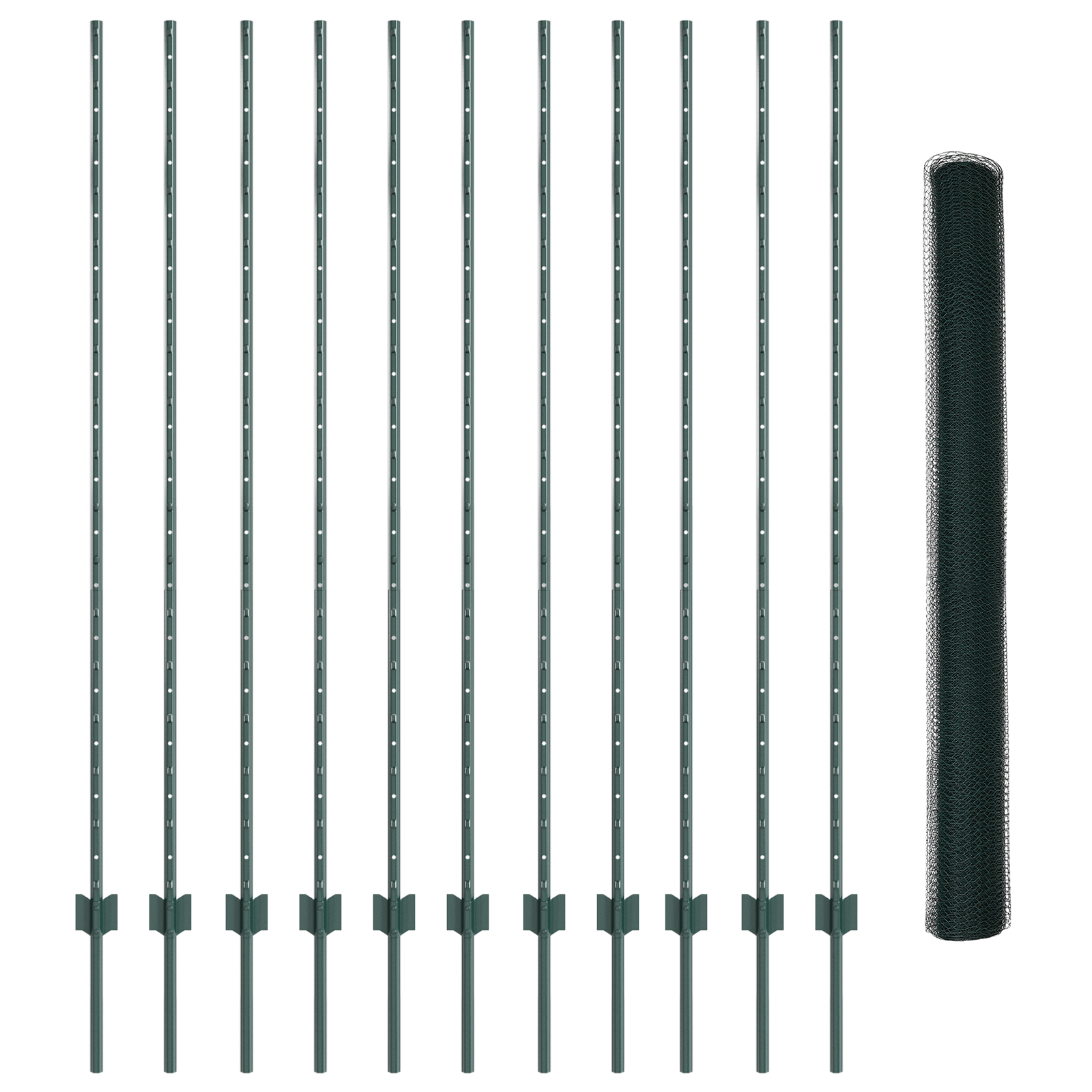 Fence Posts 11 pcs U-Channel Green 160 cm Steel - Image 4