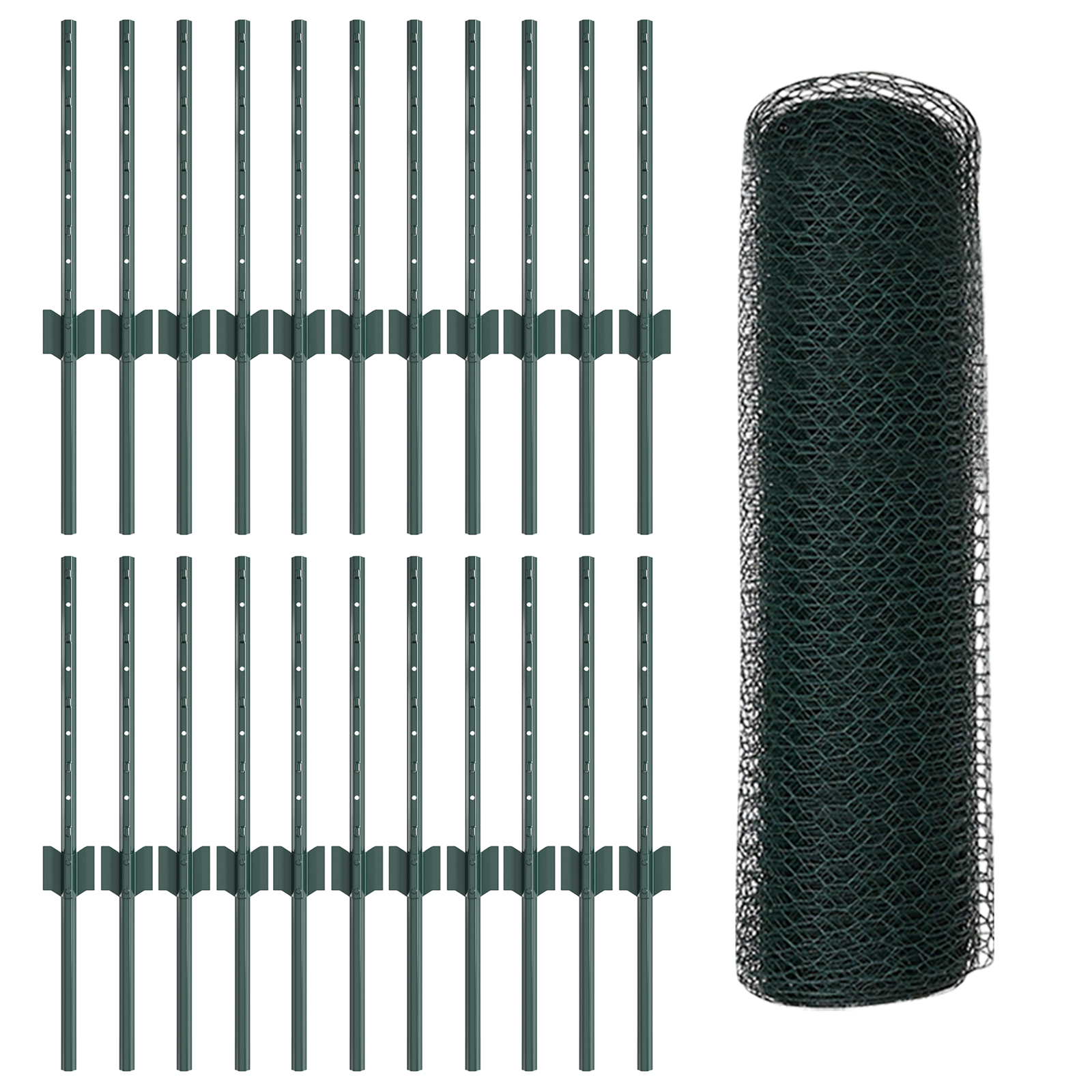 Fence Posts 11 pcs U-Channel Green 40 cm Steel - Image 4