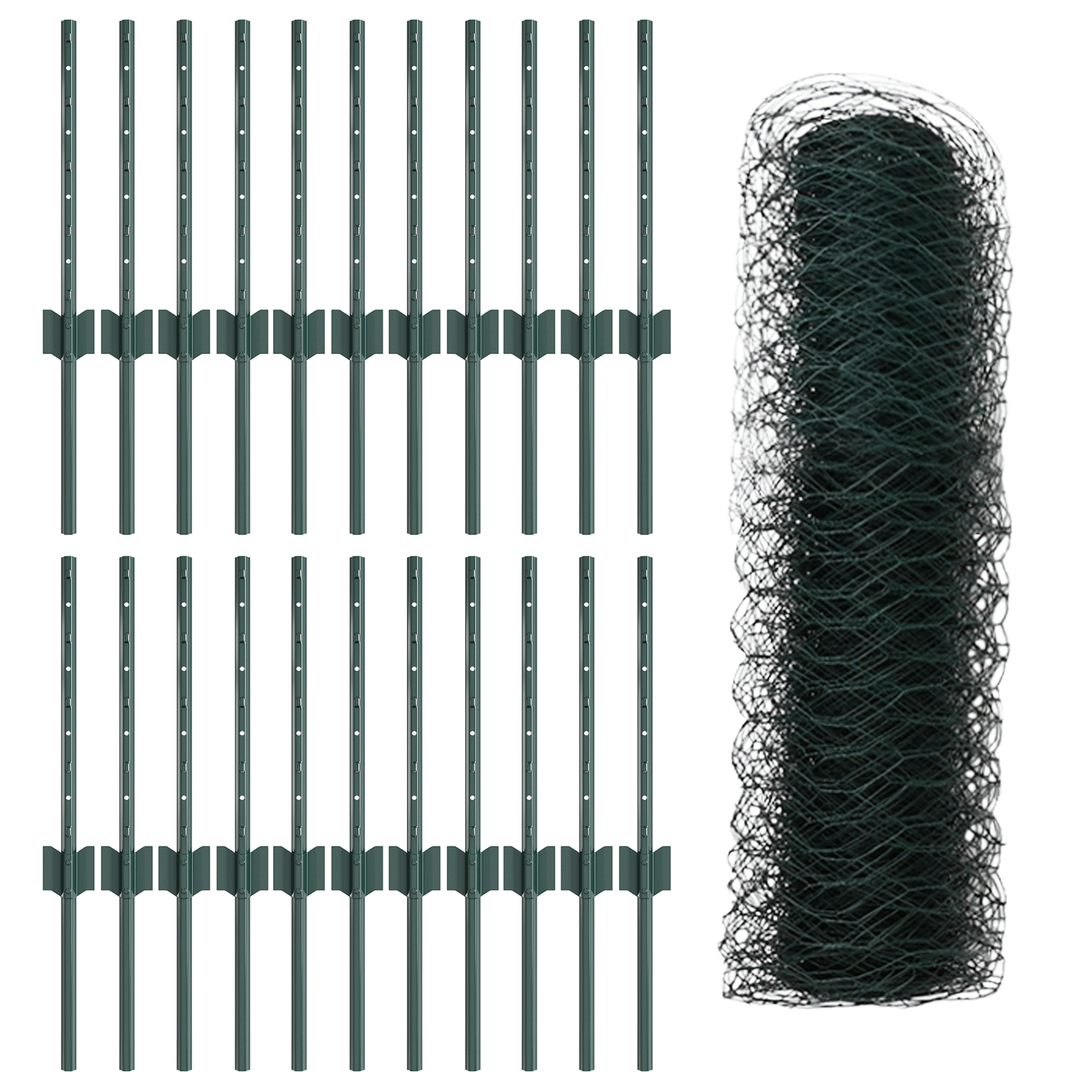 Fence Posts 11 pcs U-Channel Green 40 cm Steel - Image 4