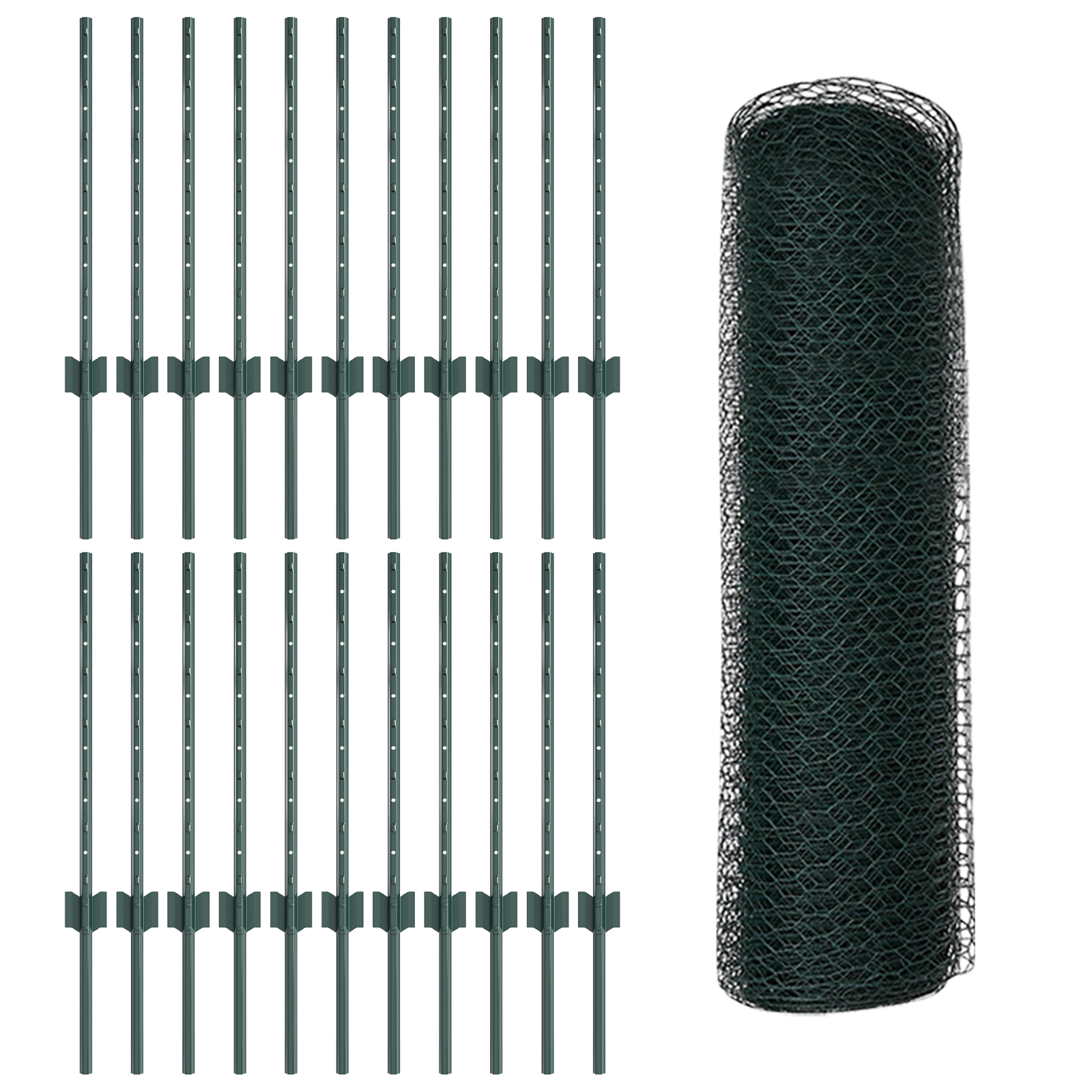 Fence Posts 11 pcs U-Channel Green 60 cm Steel - Image 4