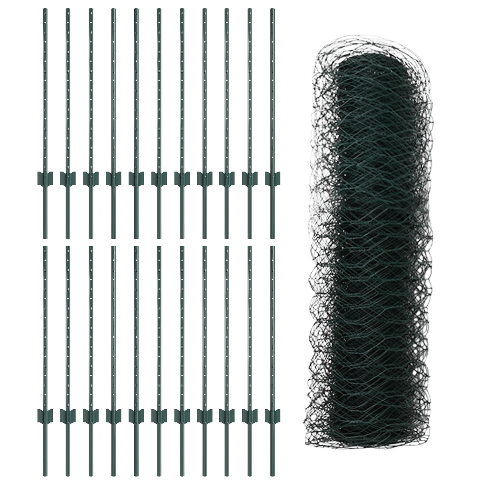 Fence Posts 11 pcs U-Channel Green 80 cm Steel - Image 4