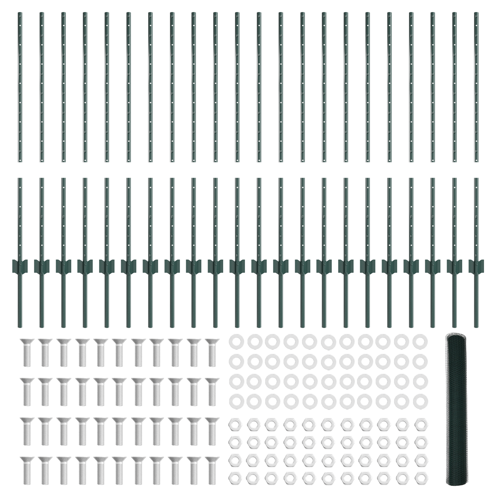 Fence Posts 11 pcs U-Channel Green 100 cm Steel - Image 5