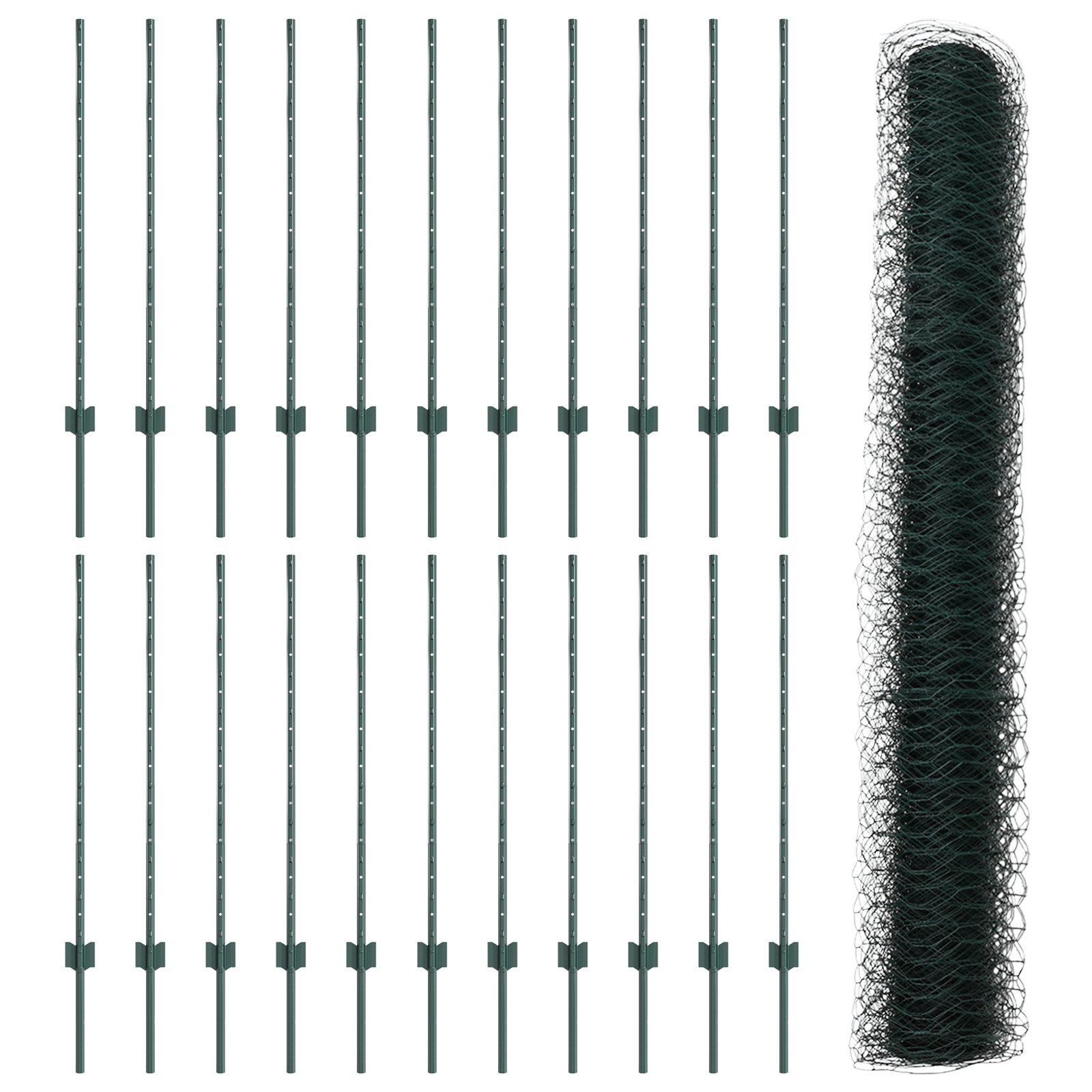 Fence Posts 11 pcs U-Channel Green 100 cm Steel - Image 4