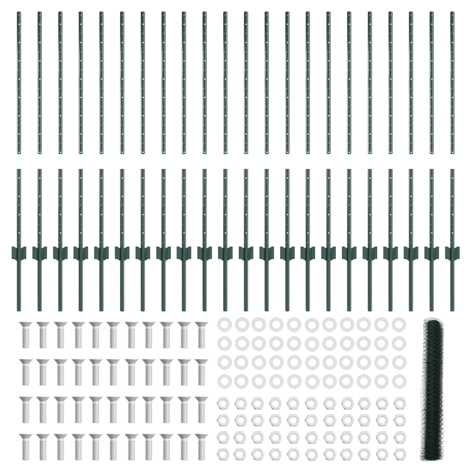 Fence Posts 11 pcs U-Channel Green 100 cm Steel - Image 5