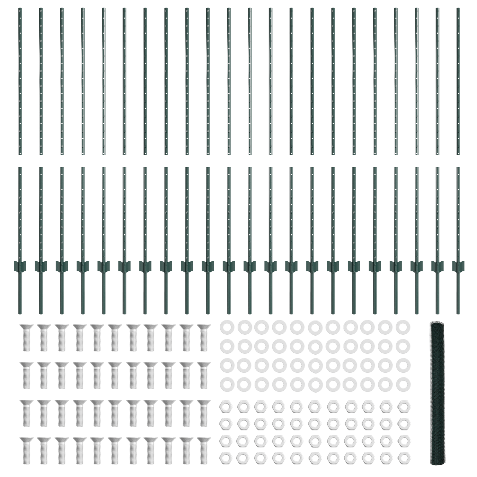Fence Posts 11 pcs U-Channel Green 140 cm Steel - Image 5