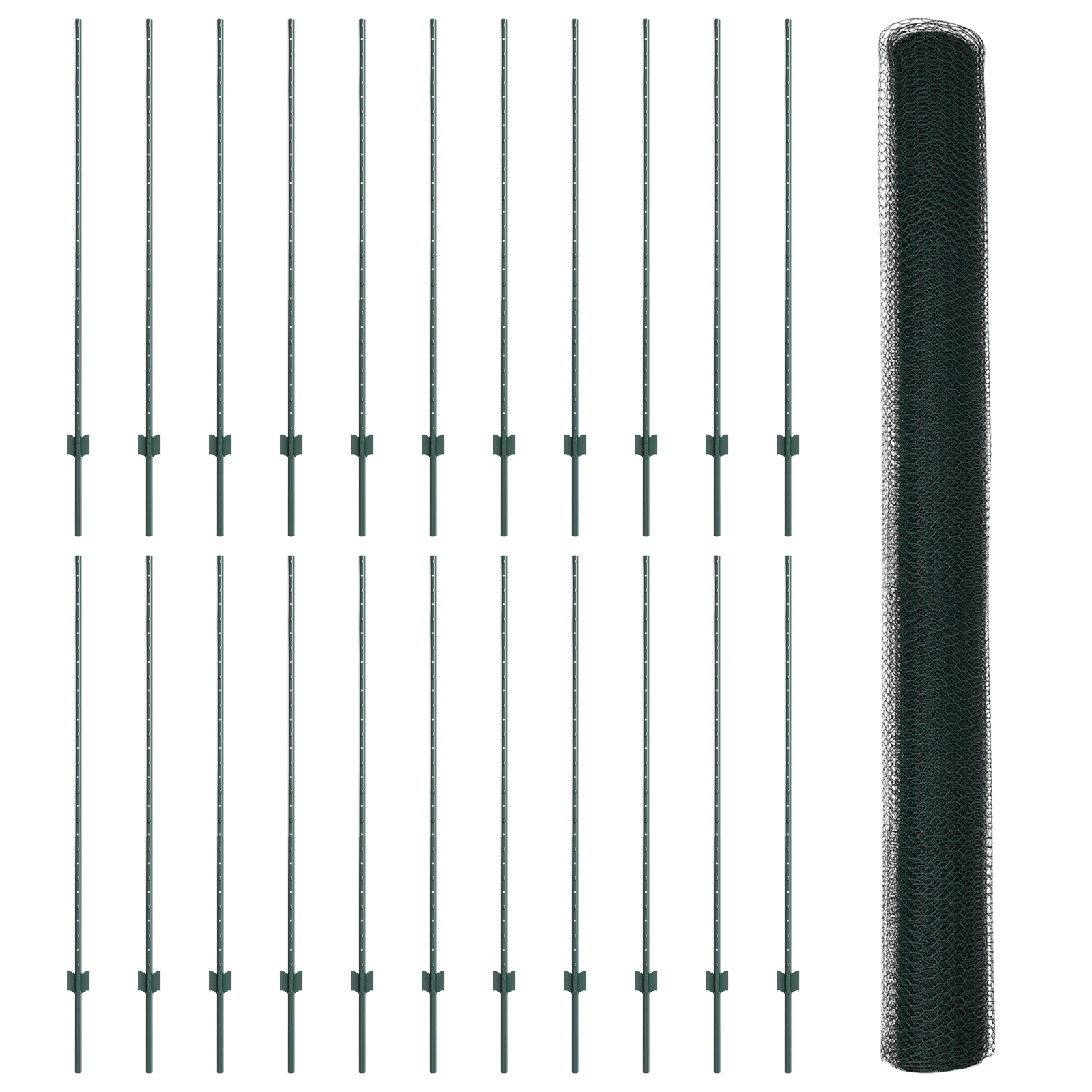 Fence Posts 11 pcs U-Channel Green 140 cm Steel - Image 4