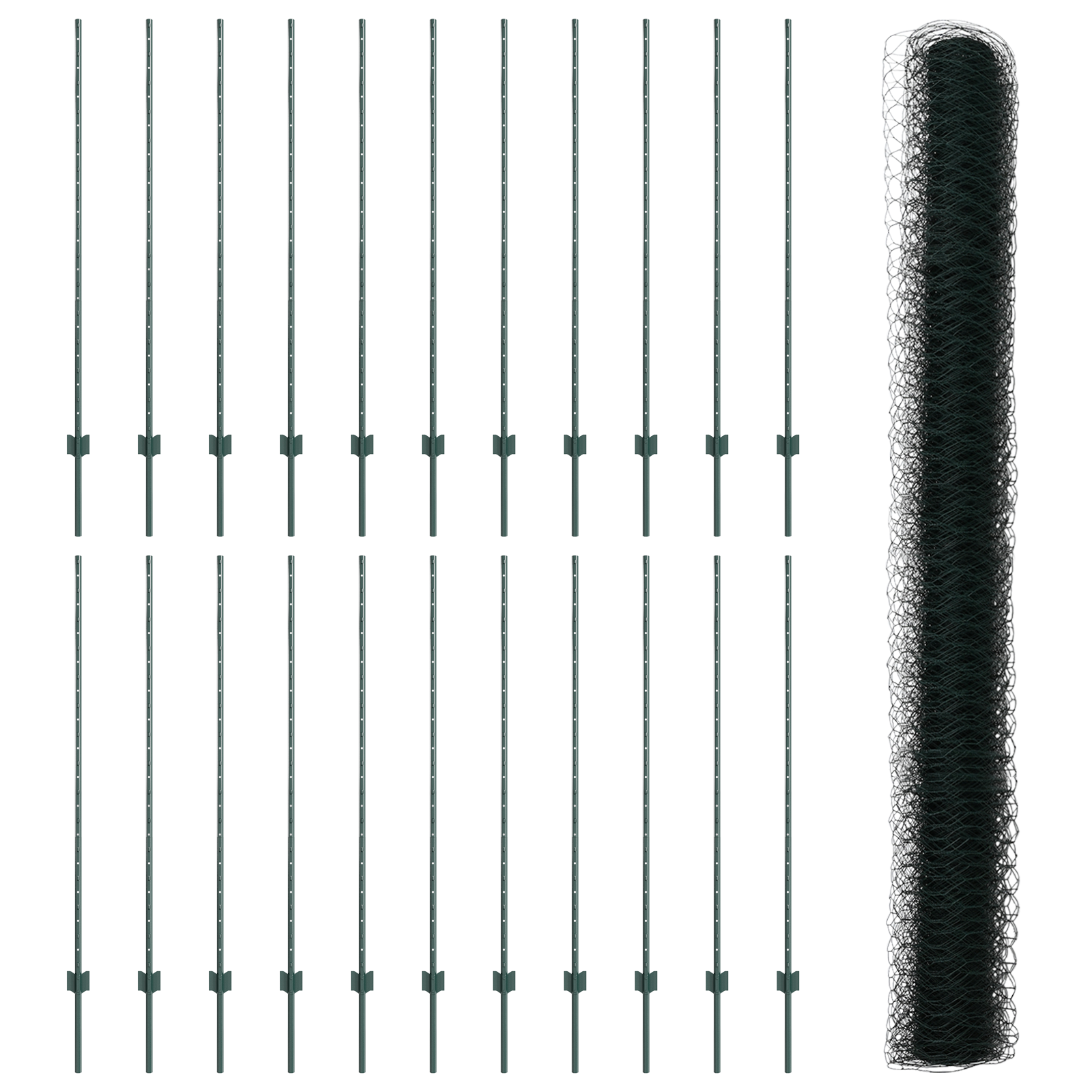 Fence Posts 11 pcs U-Channel Green 140 cm Steel - Image 4