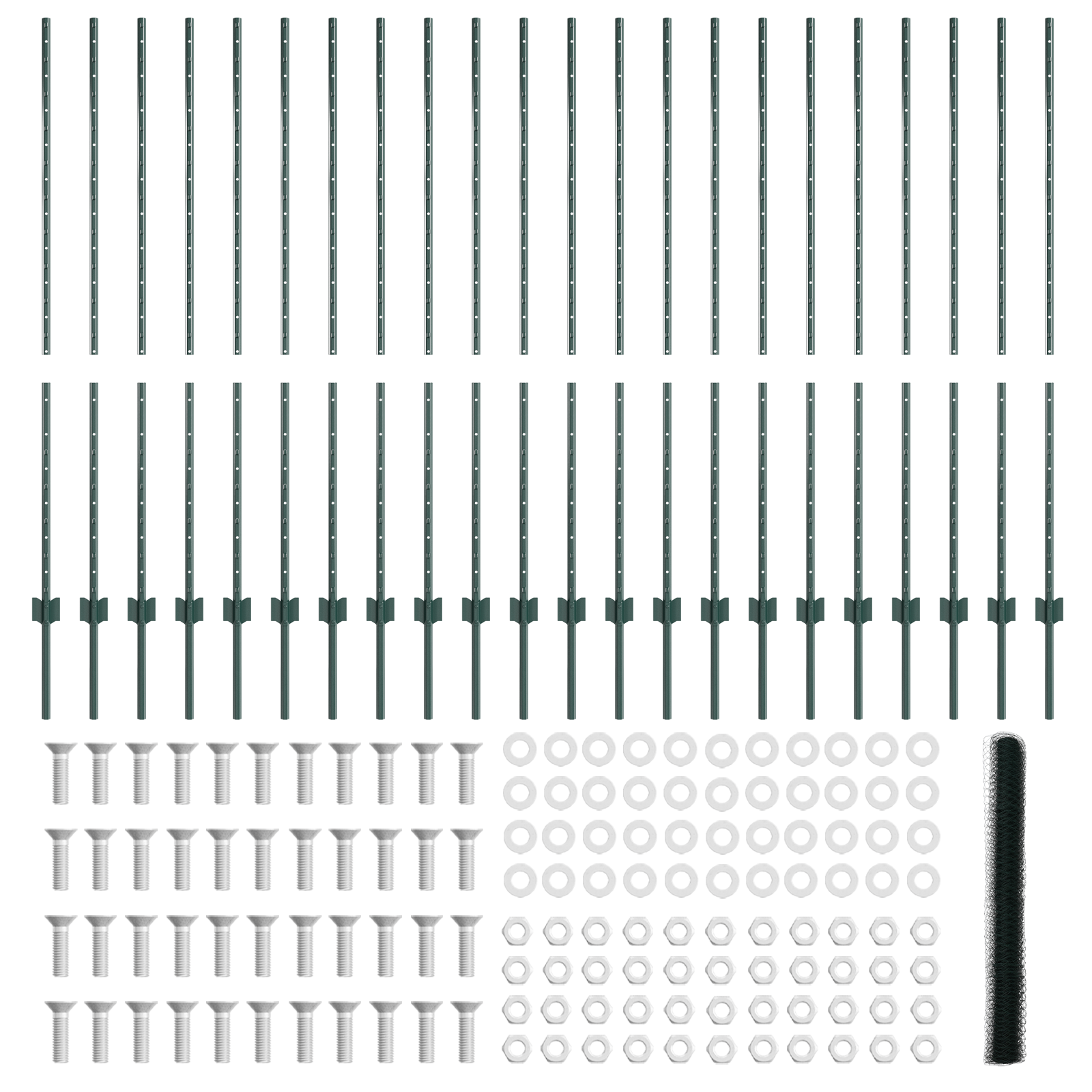 Fence Posts 11 pcs U-Channel Green 140 cm Steel - Image 5