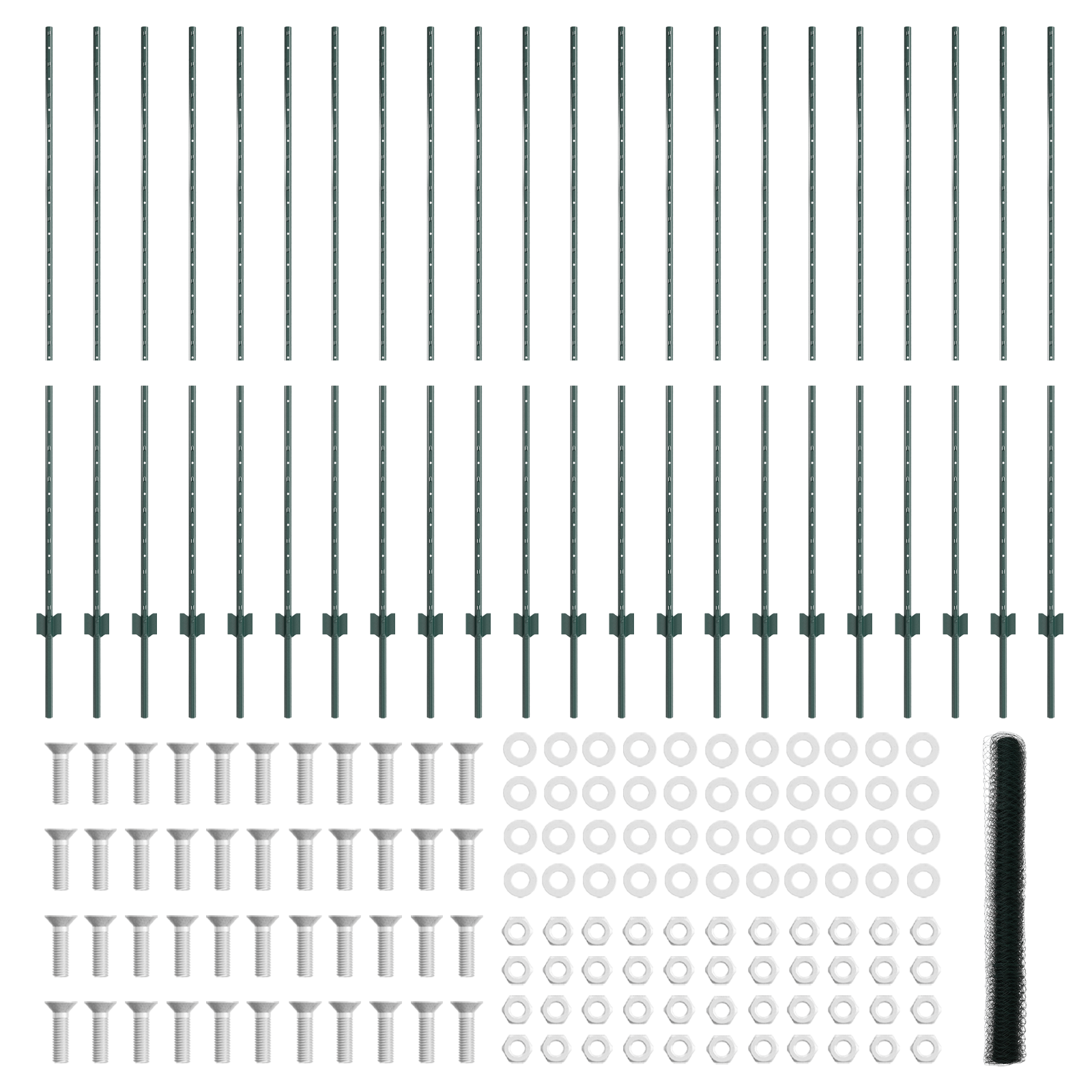 Fence Posts 11 pcs U-Channel Green 150 cm Steel - Image 5