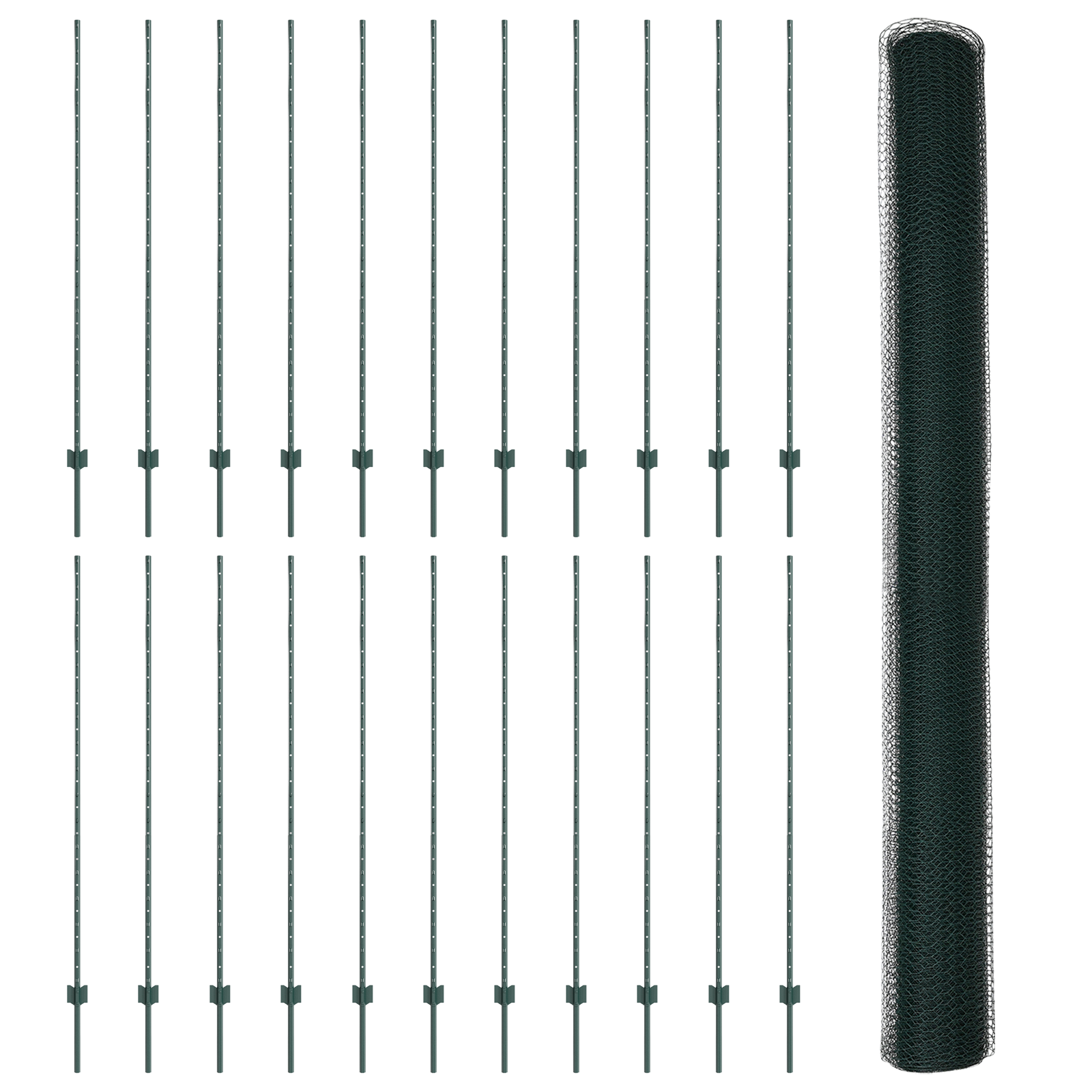 Fence Posts 11 pcs U-Channel Green 160 cm Steel - Image 4