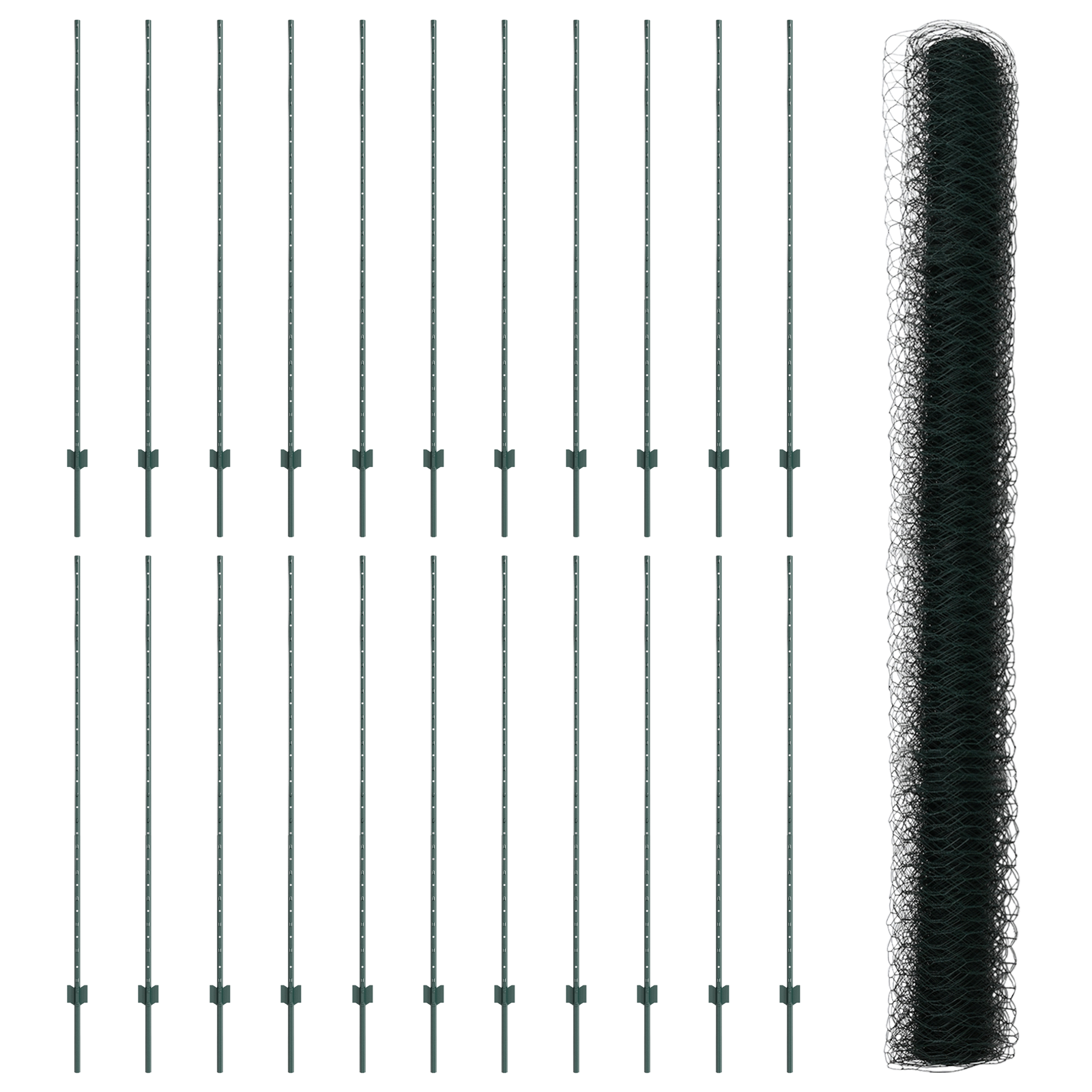 Fence Posts 11 pcs U-Channel Green 160 cm Steel - Image 4