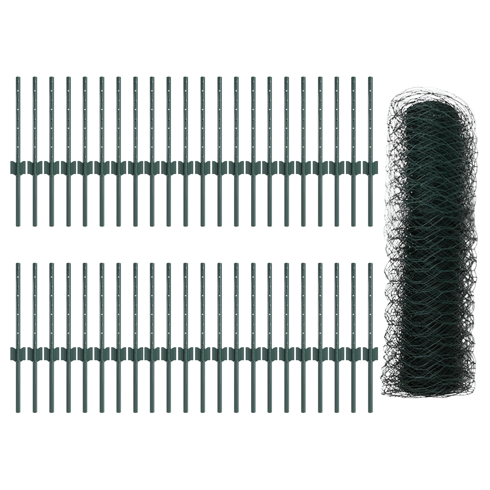 Fence Posts 11 pcs U-Channel Green 40 cm Steel - Image 4