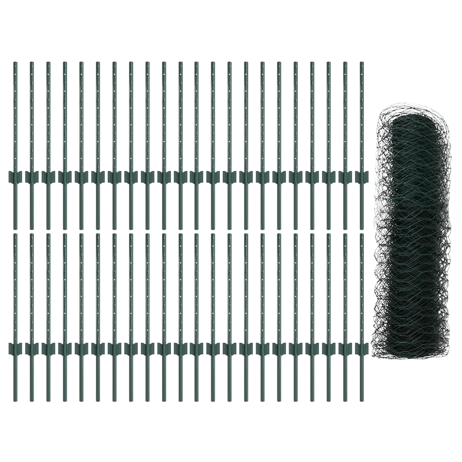 Hekpalen 11 stuks U-Channel Groen 60 cm Staal - Afbeelding 4